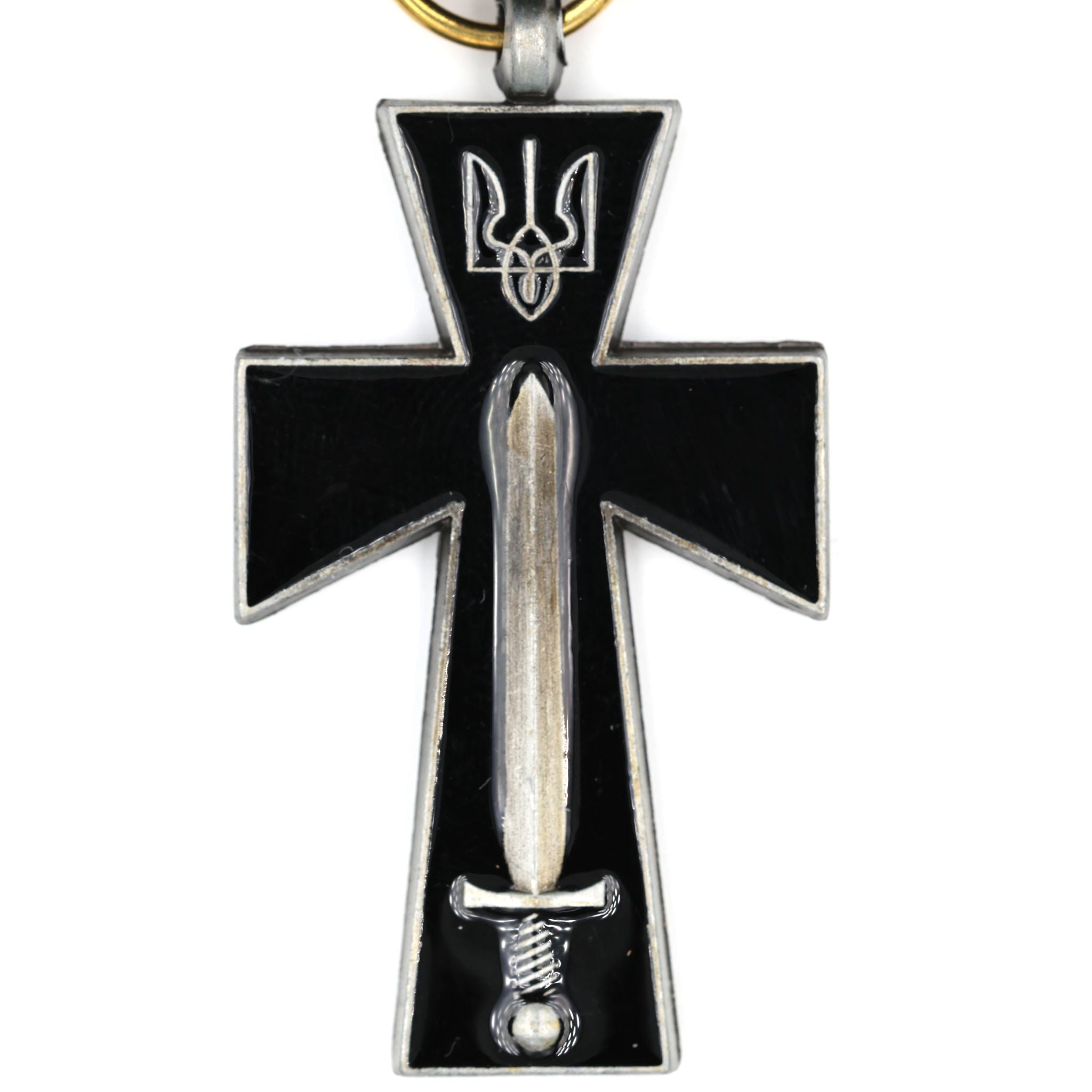 Order of Symon Petliura Ukrainian Cross Medal with Sword Tryzub detail view 2