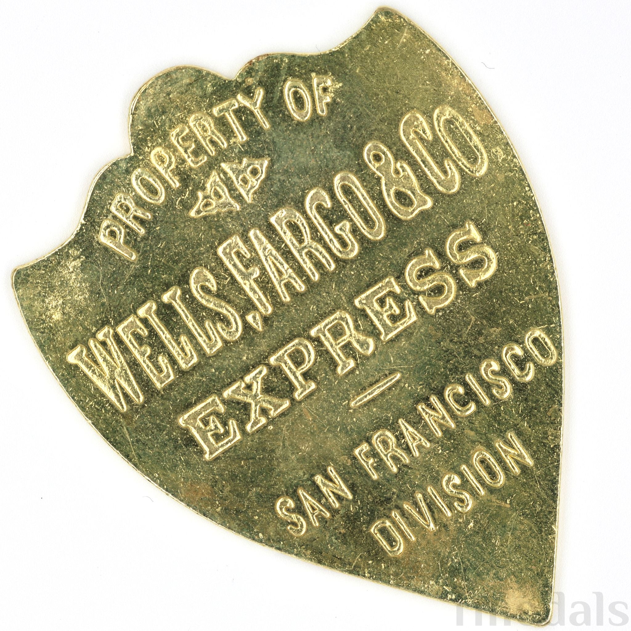 Wells Fargo & Co. Express Shield Badge – Brass San Francisco Division detail view 2