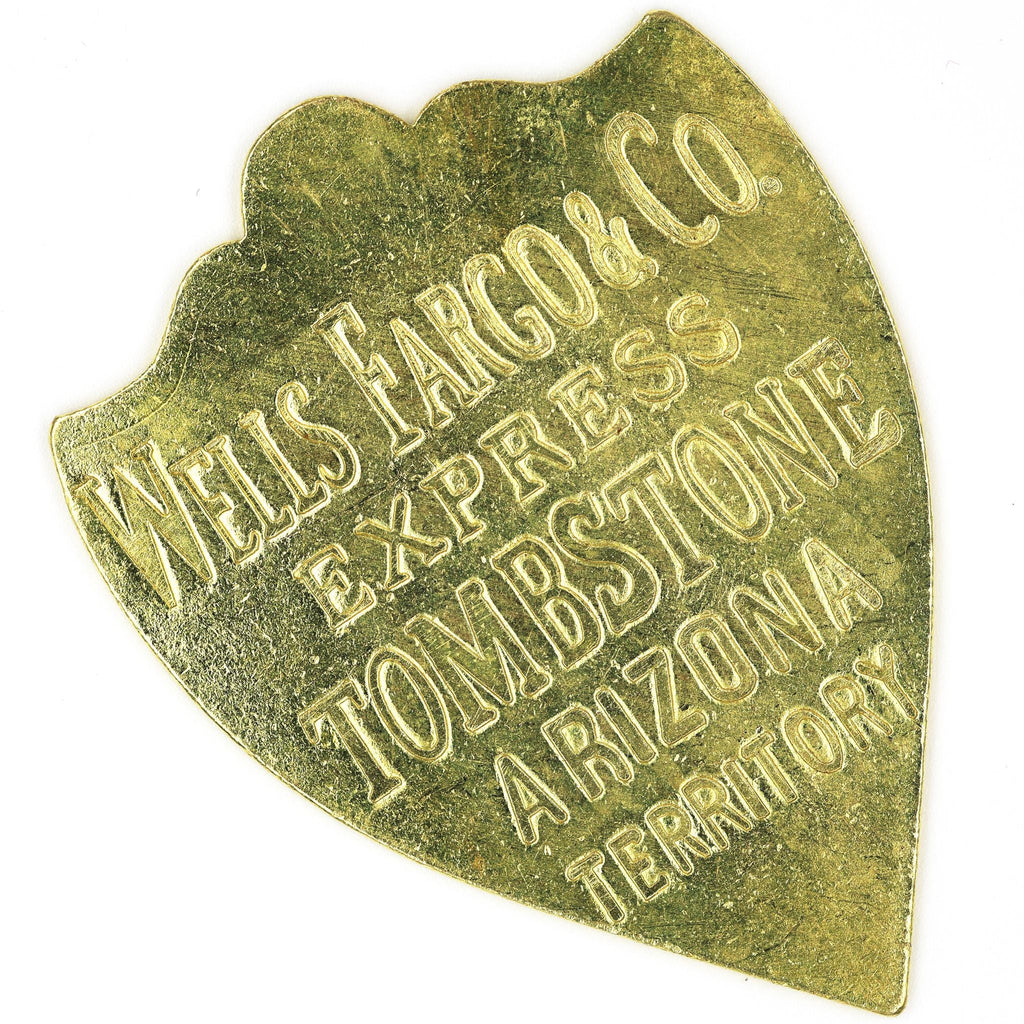Wells Fargo & Co. Express Shield Badge Tombstone Arizona Territory – Brass detail view 3