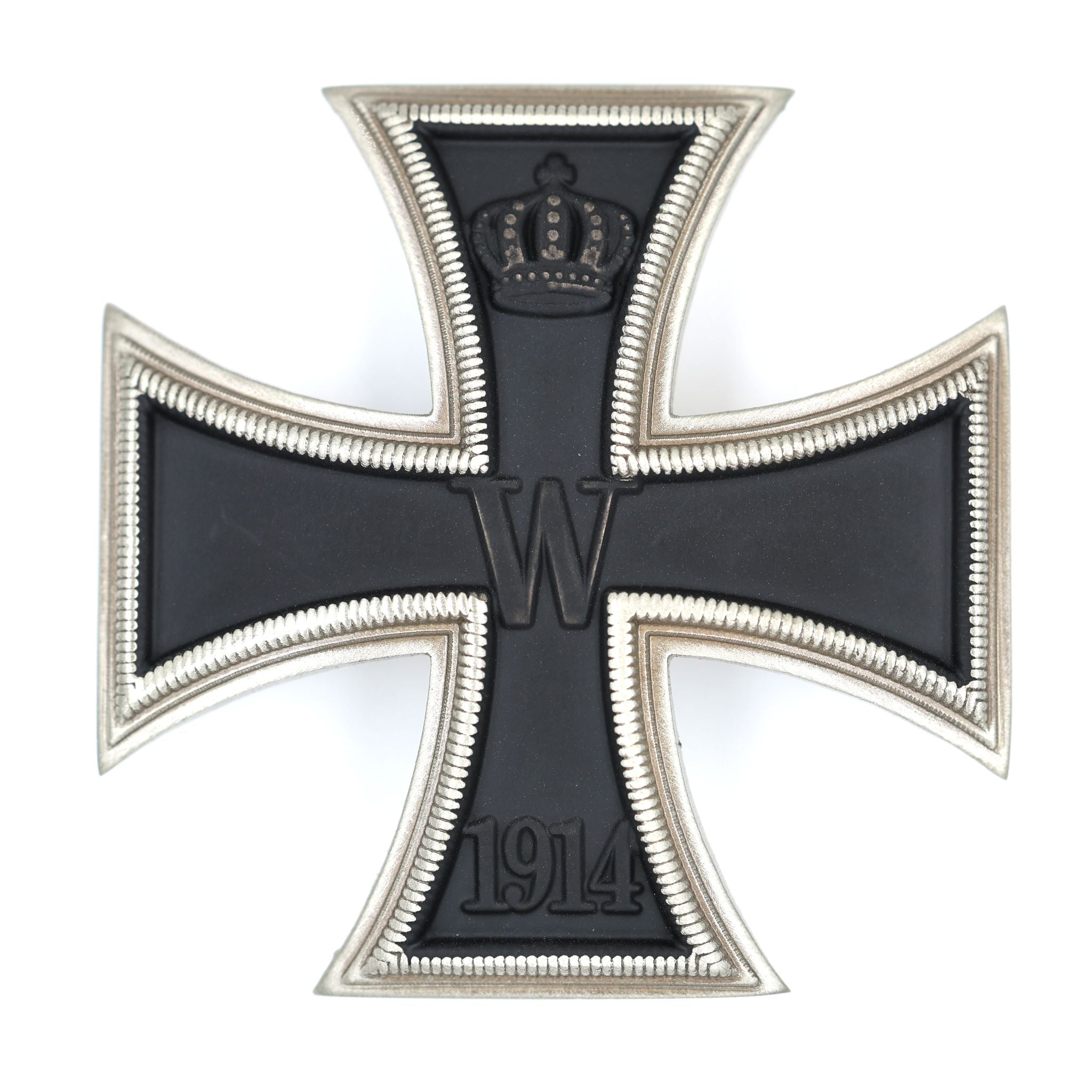 German WWI Iron Cross 1st Class 1914 – Vaulted Solid Brass Pin-Back reproduction