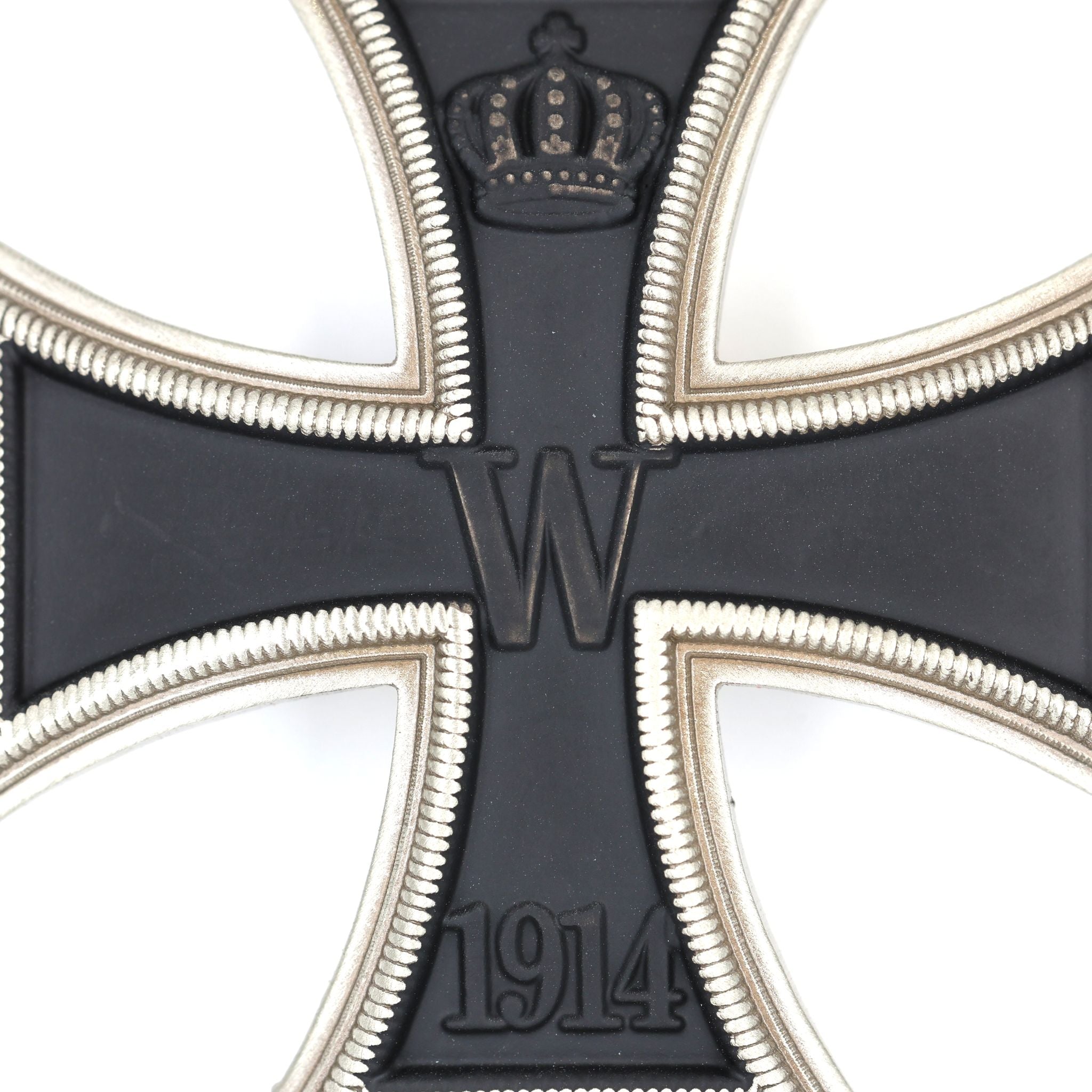 German WWI Iron Cross 1st Class 1914 – Vaulted Solid Brass Pin-Back detail view 2