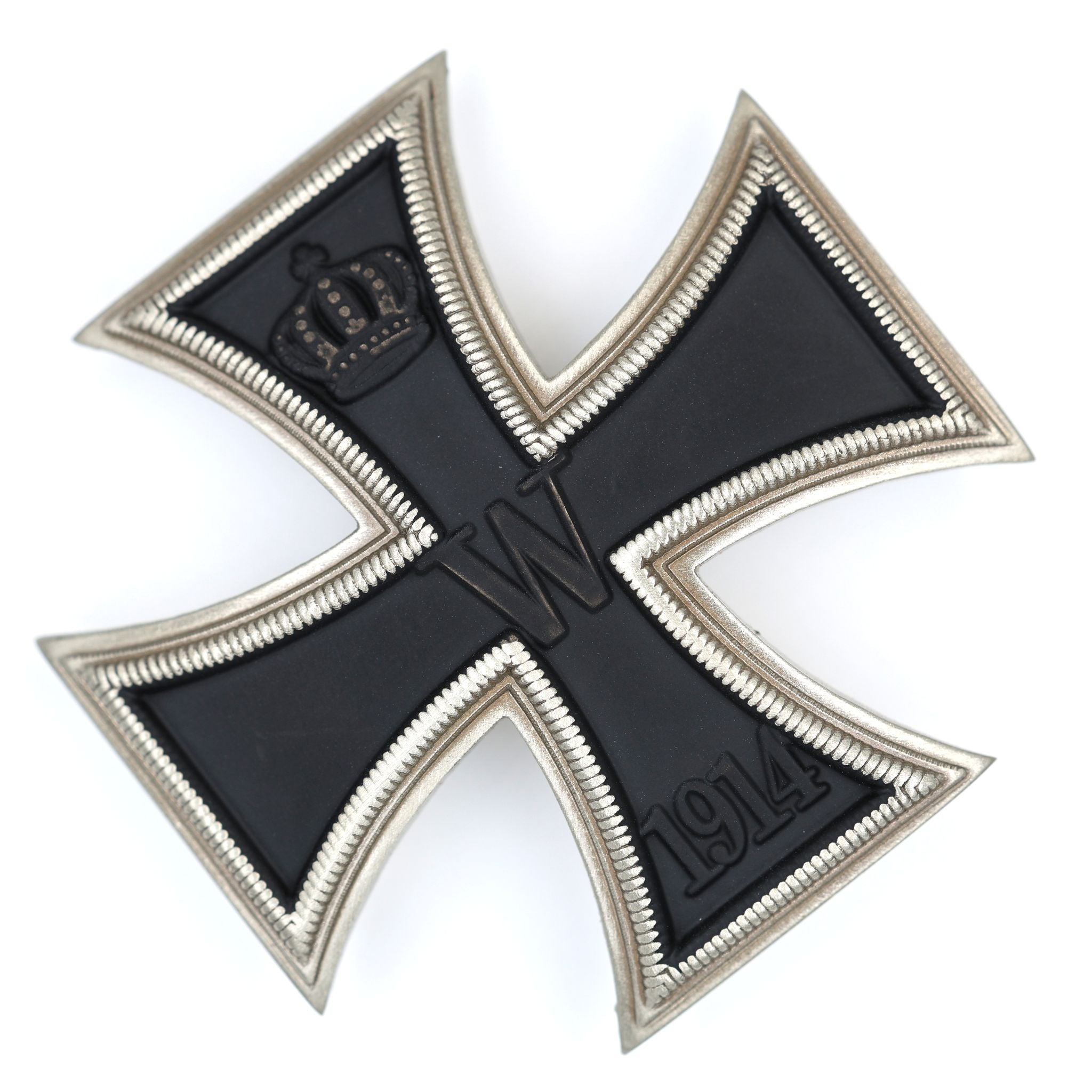 German WWI Iron Cross 1st Class 1914 – Vaulted Solid Brass Pin-Back detail view 3