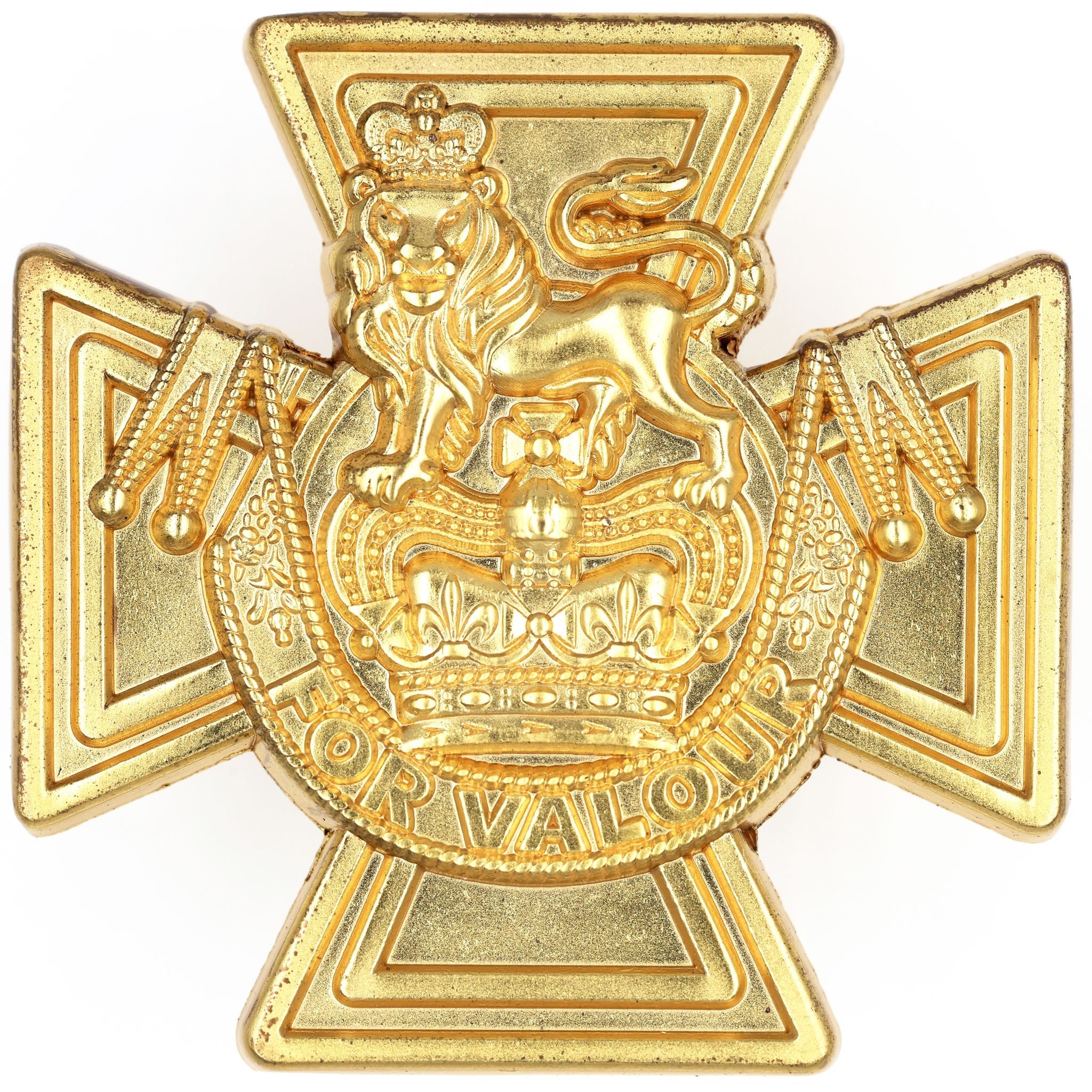 Victoria Cross “For Valour” Lapel Pin Badge - Gold Tone - Double Clutch reproduction
