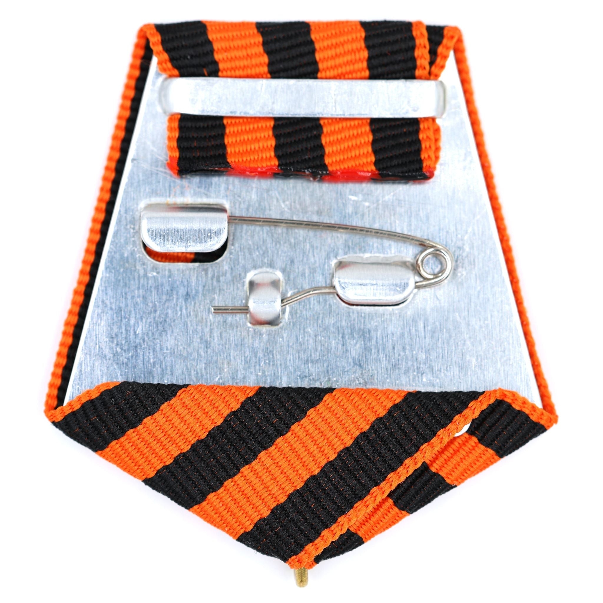 Imperial Russian St George Medal Ribbon Bow Mount Black Orange detail view 2