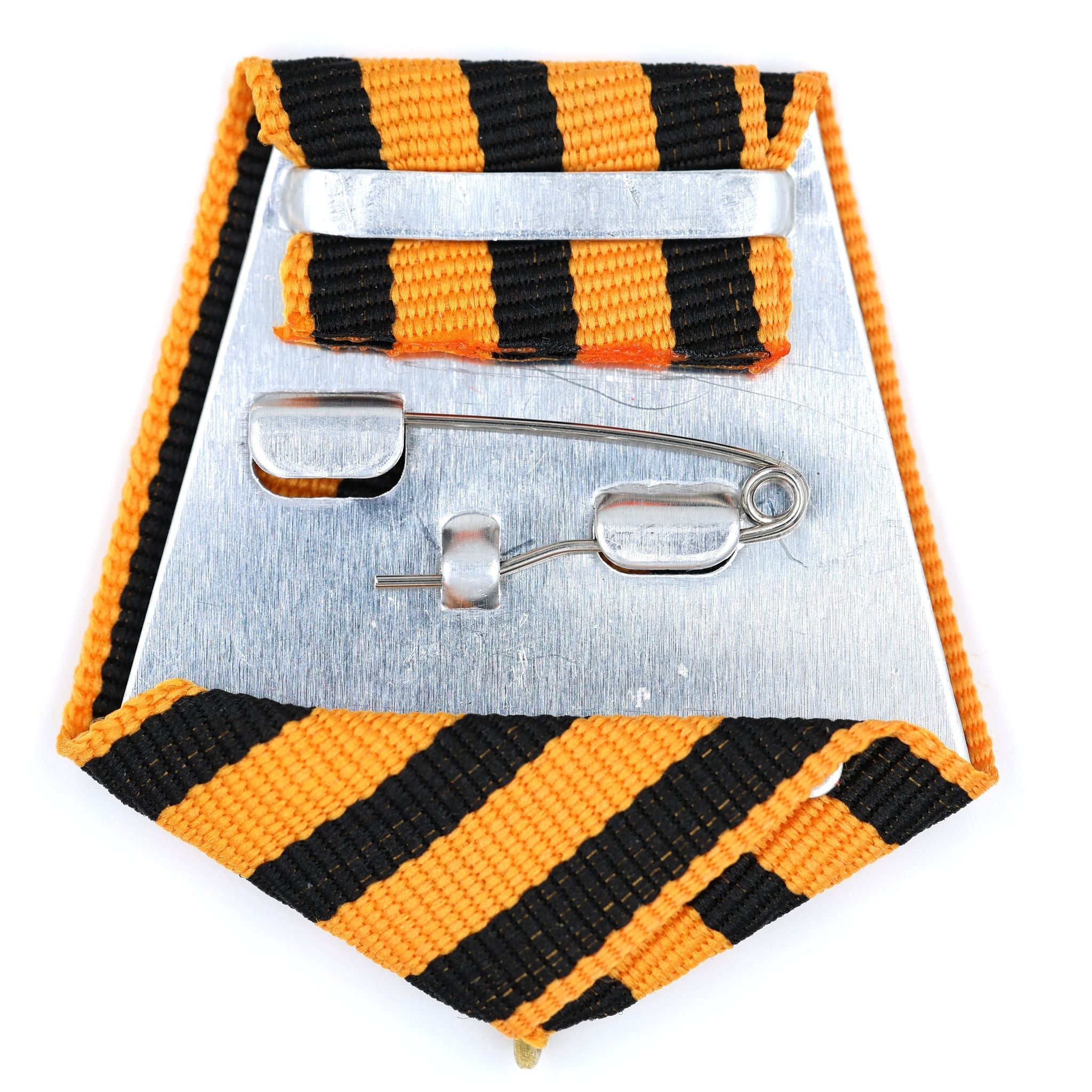 Imperial Russian St George Medal Ribbon Bow Mount Black Orange detail view 2
