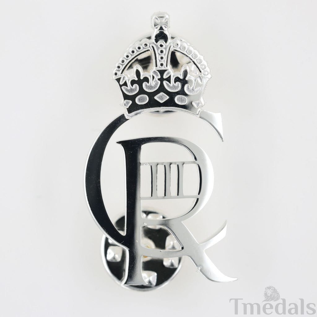 King Charles Iii Ciiir Cypher Badge Pair Brass Real Silver Plated - UK detail view 7
