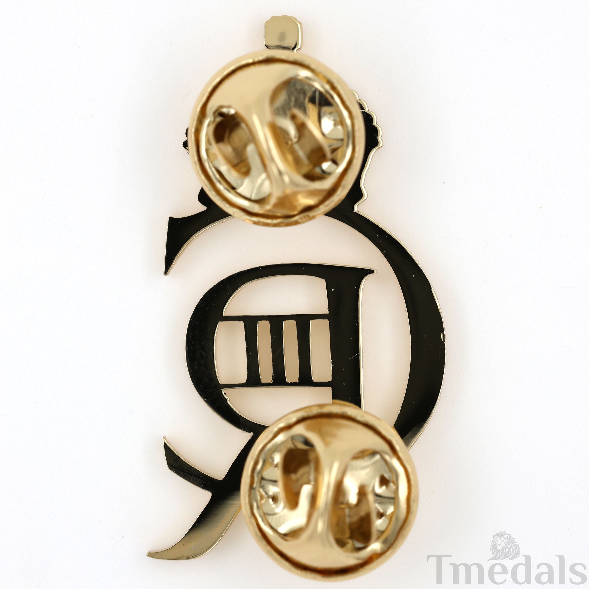 King Charles Iii Ciiir Cypher Badge Pair Brass Real Gold Plated - UK detail view 8
