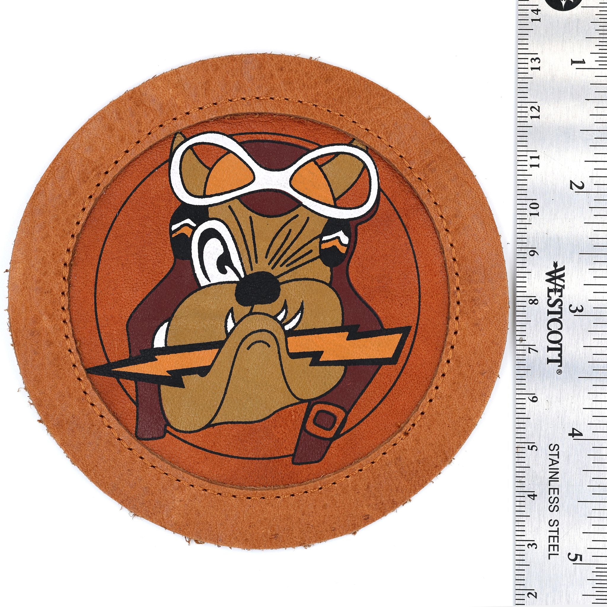 U.S. WWII Bulldog 61st Fighter Squadron 56th FG 8th AAF Leather Patch detail view 4