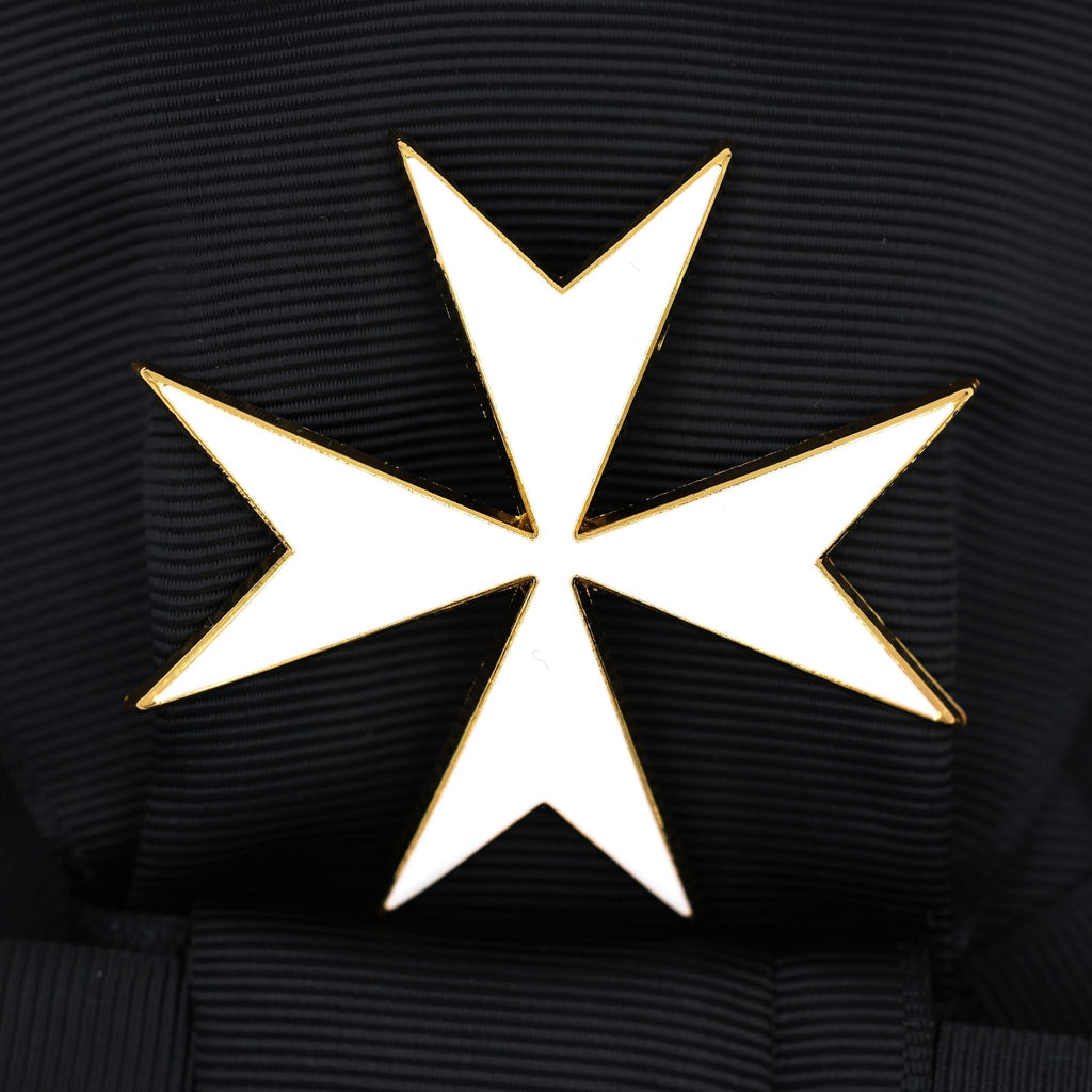 UK Order of St John Badge & Sash Set Black Sash White Maltese Cross detail view 5