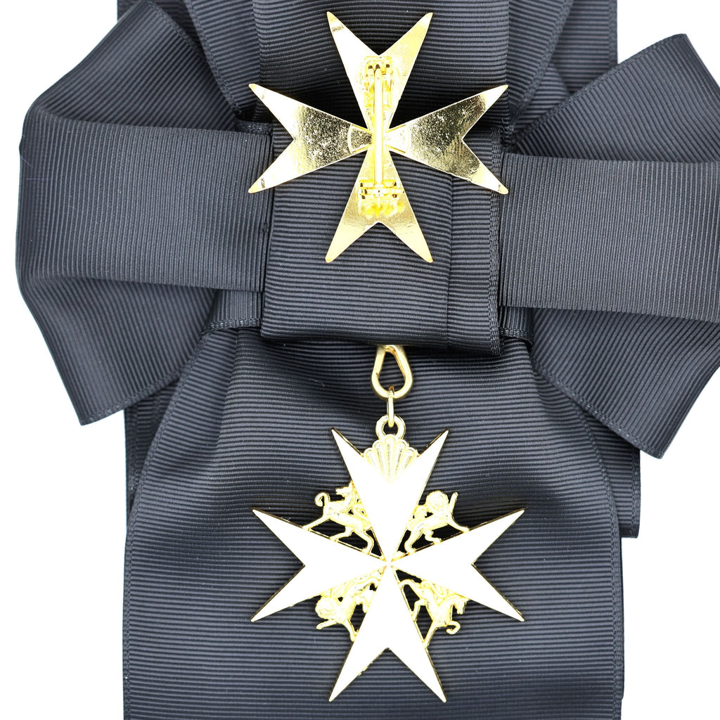 UK Order of St John Badge & Sash Set Black Sash White Maltese Cross detail view 8