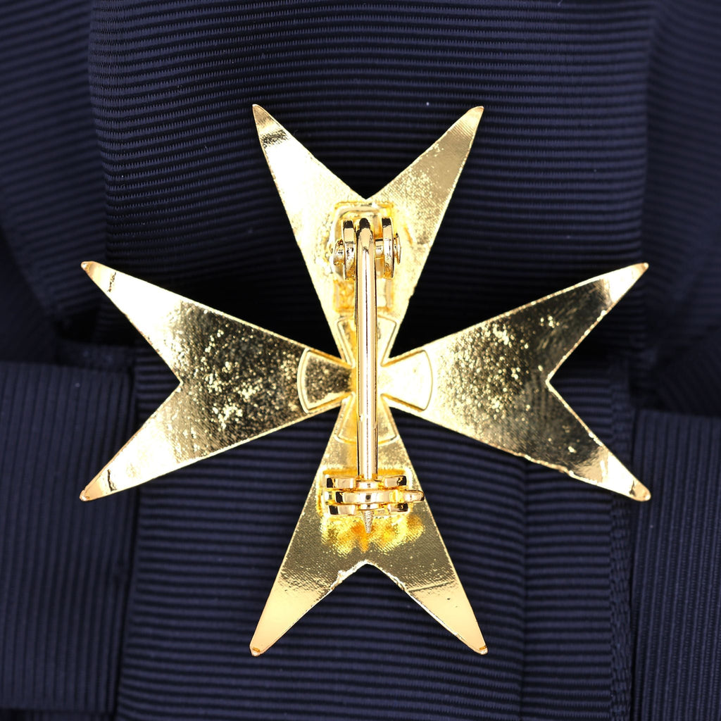 UK Order of St John Badge & Sash Set Black Sash White Maltese Cross detail view 6