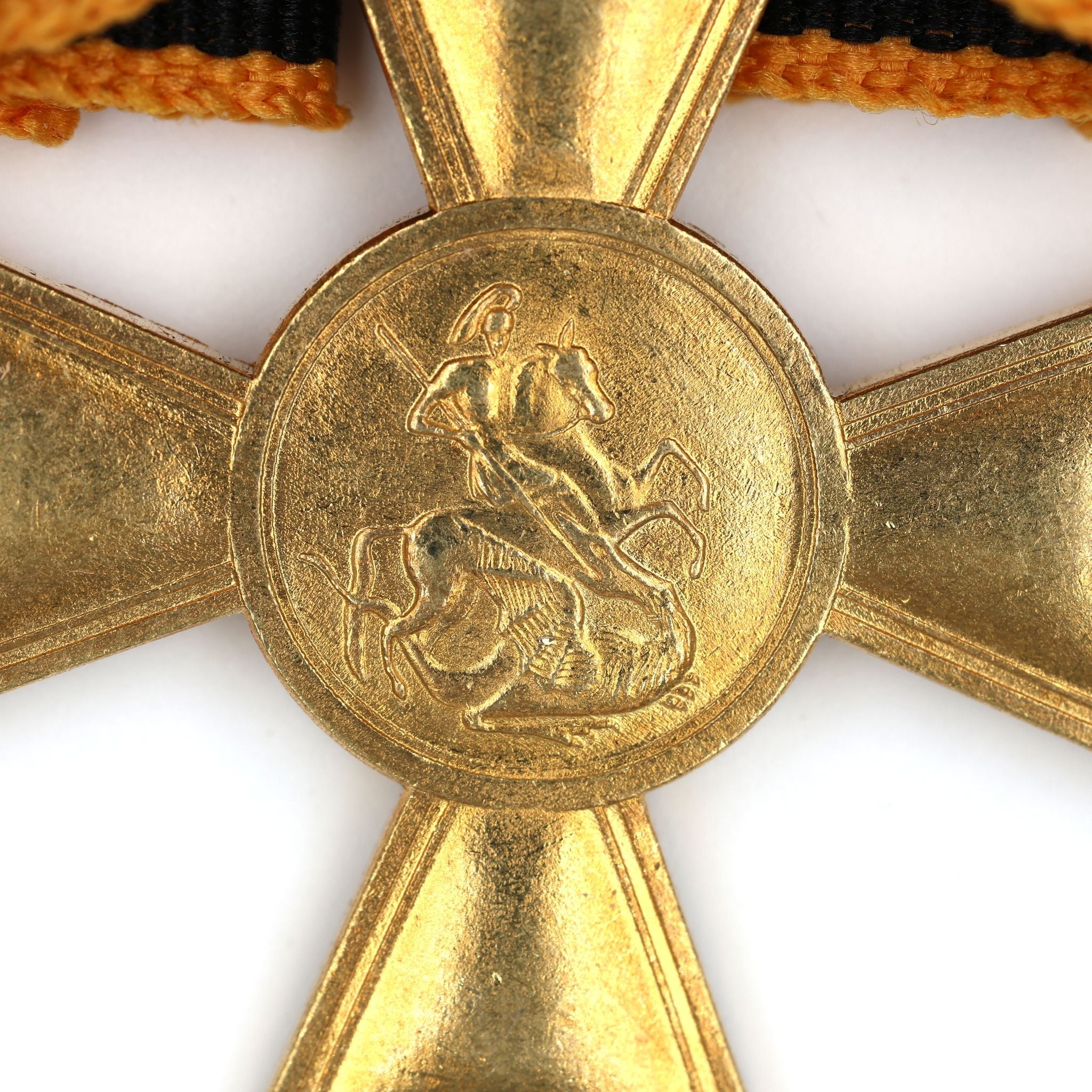Imperial Russian St. George Cross 1st Class Nicholas II with Bow Ribbon detail view 4