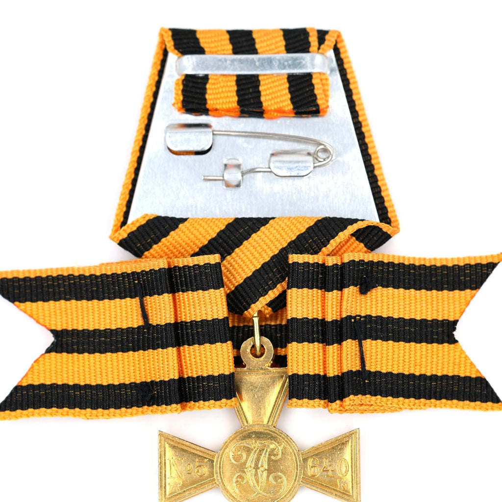 Imperial Russian St. George Cross 1st Class Nicholas II with Bow Ribbon detail view 11