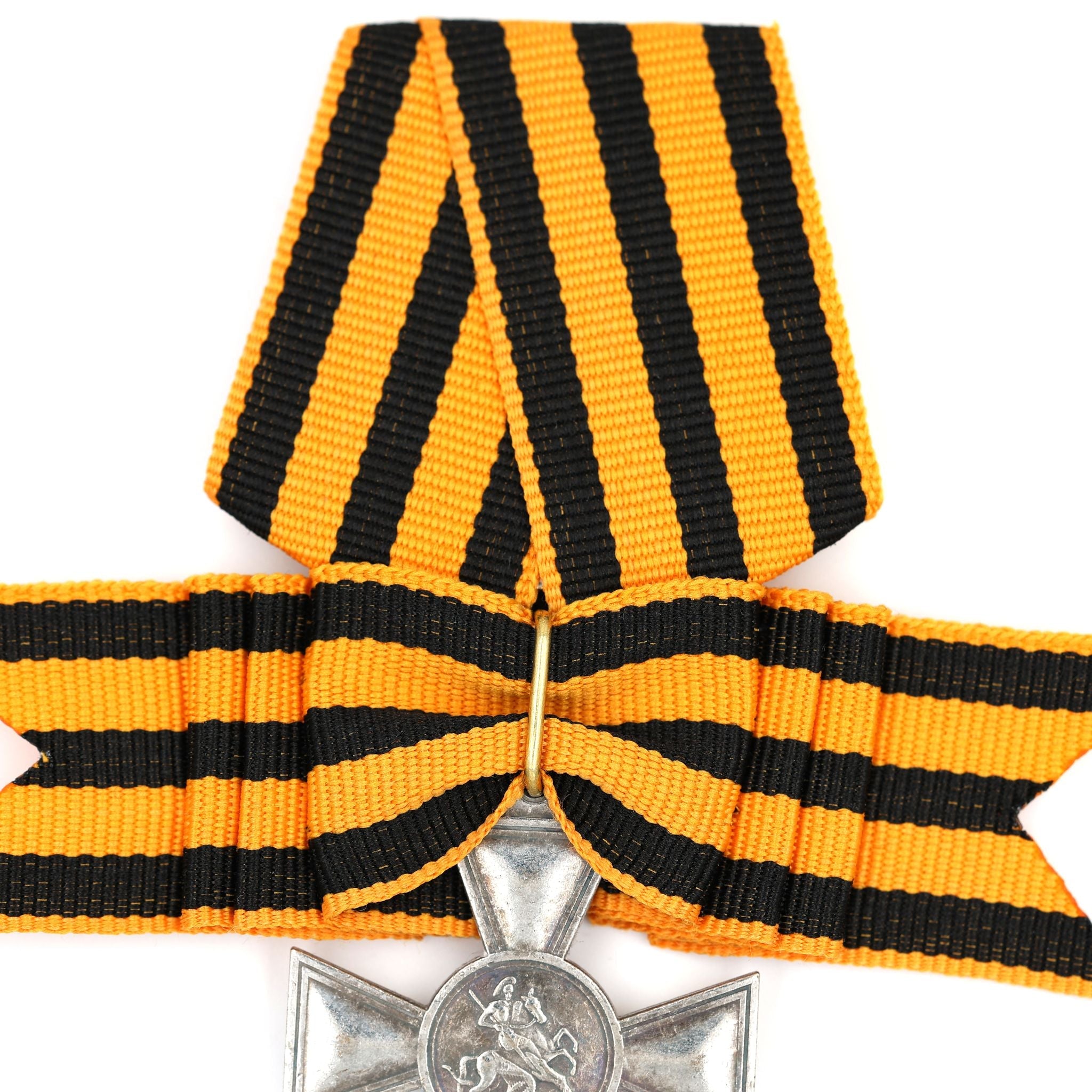 Imperial Russian St George Cross 3rd Class w Bow Ribbon Pinback detail view 5