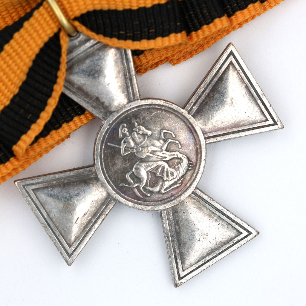 Imperial Russian St George Cross 3rd Class w Bow Ribbon Pinback detail view 8