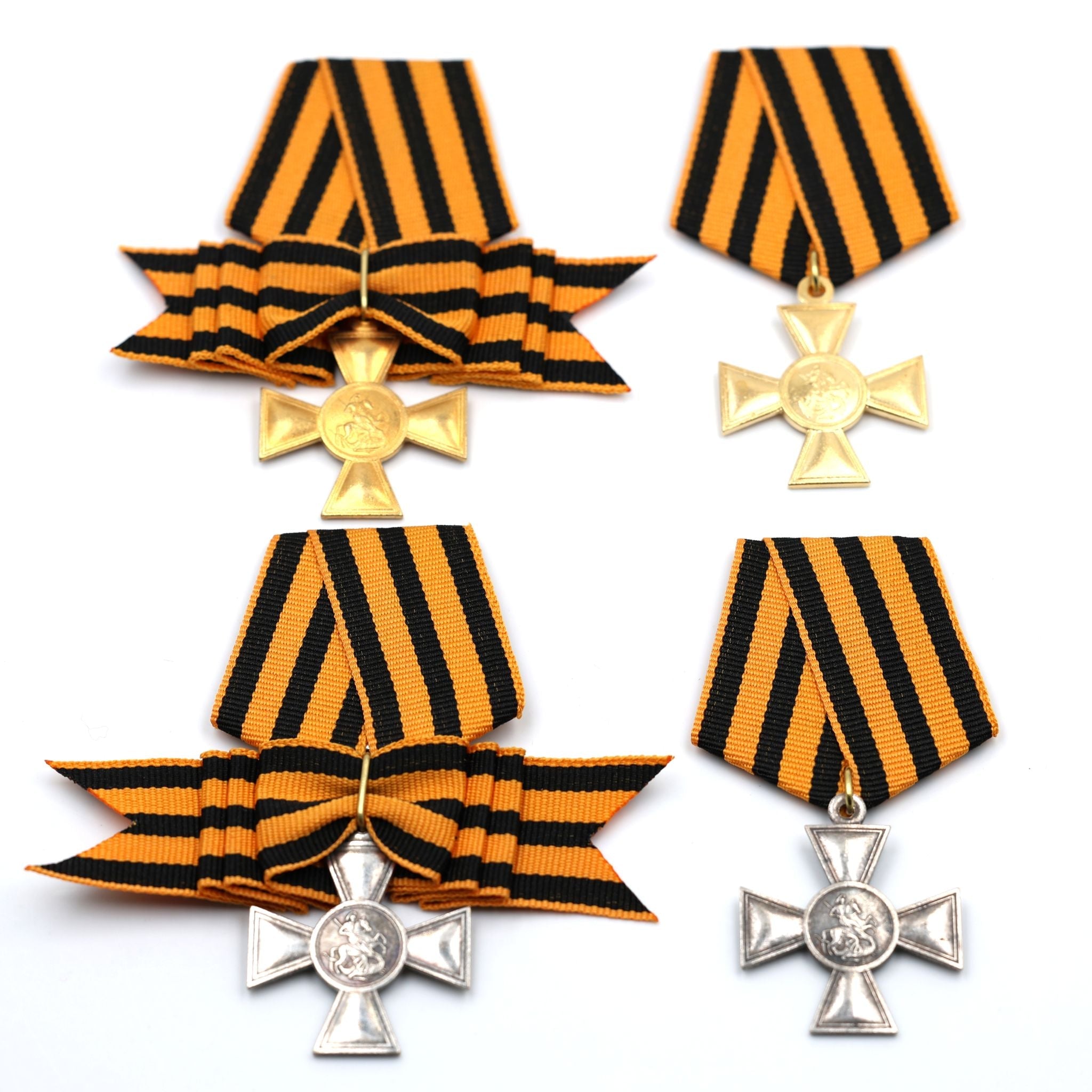 Imperial Russian St George Cross Set 1st 2nd 3rd 4th Class w Ribbon detail view 12