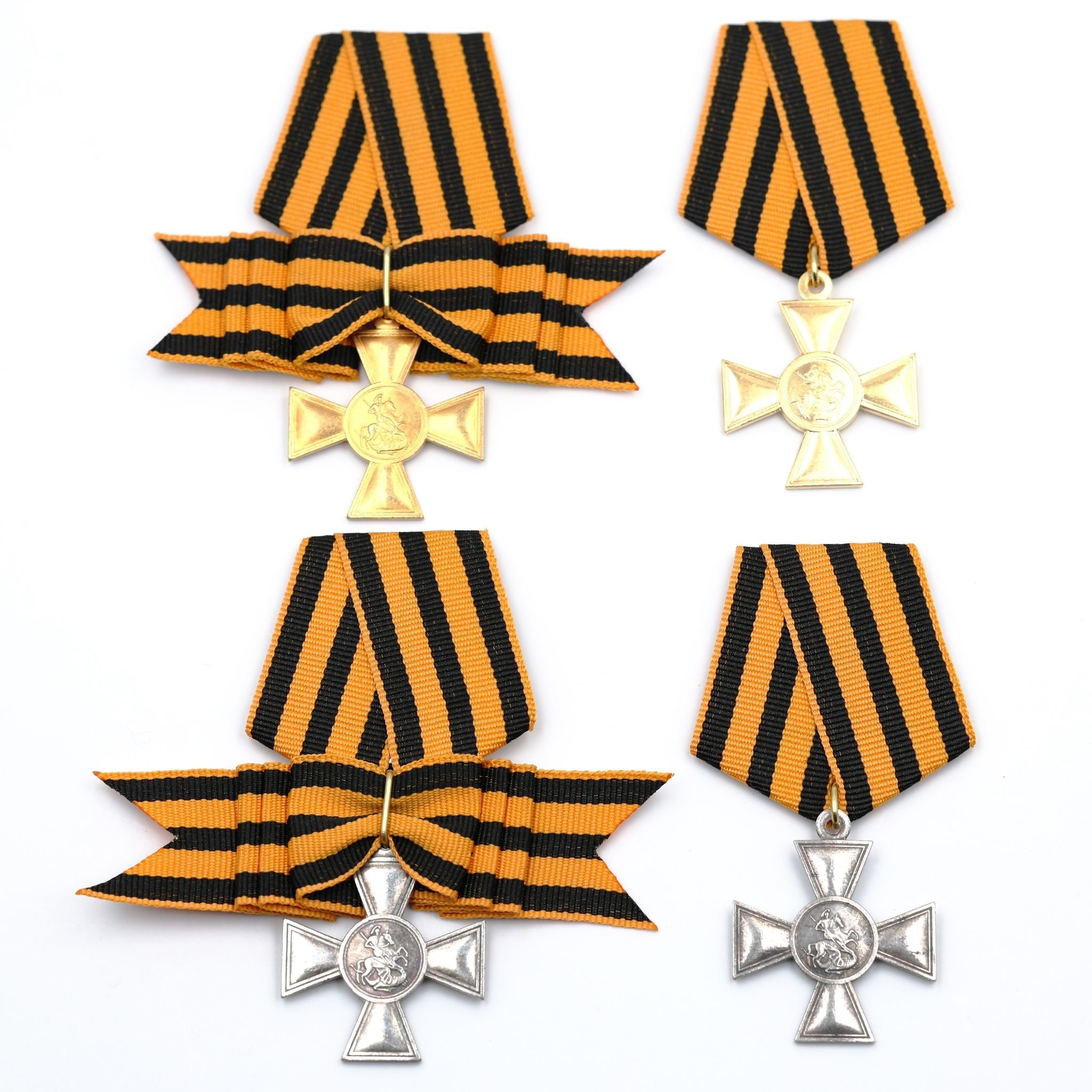 Imperial Russian St George Cross Set 1st 2nd 3rd 4th Class w Ribbon detail view 13