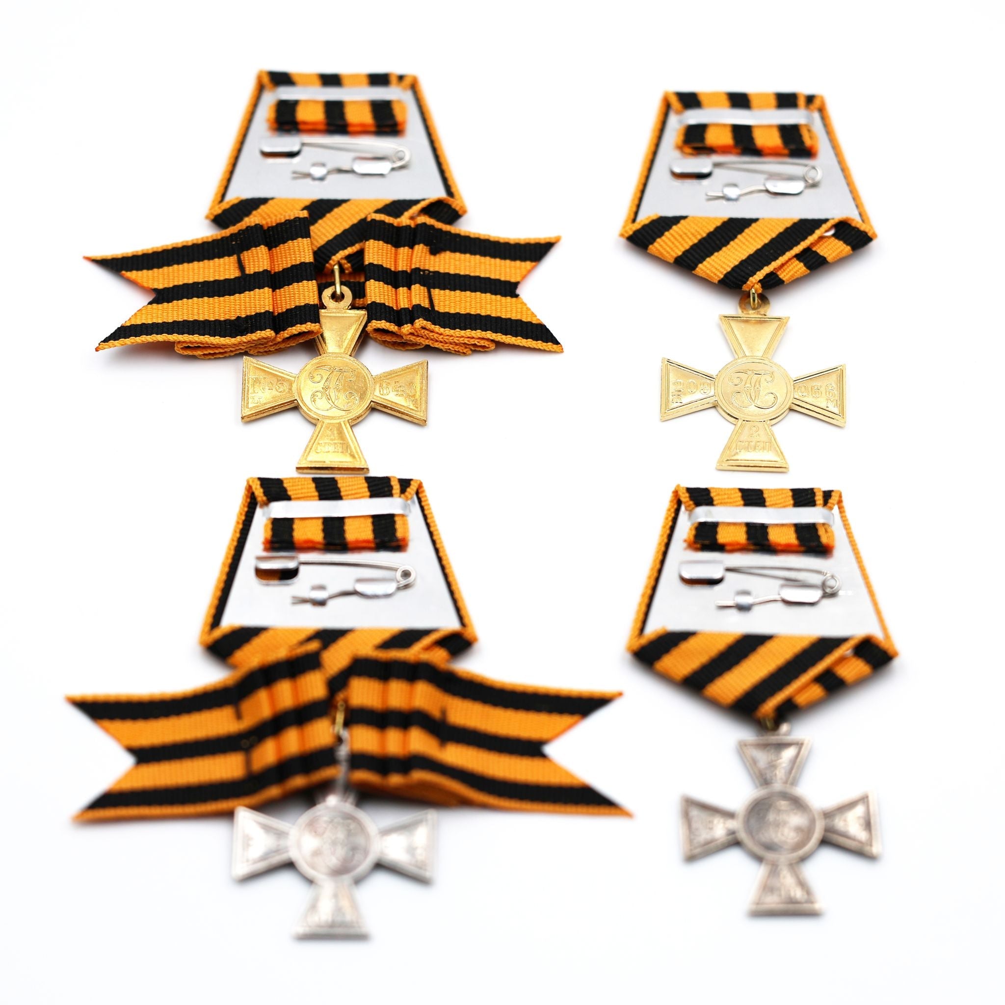 Imperial Russian St George Cross Set 1st 2nd 3rd 4th Class w Ribbon detail view 14