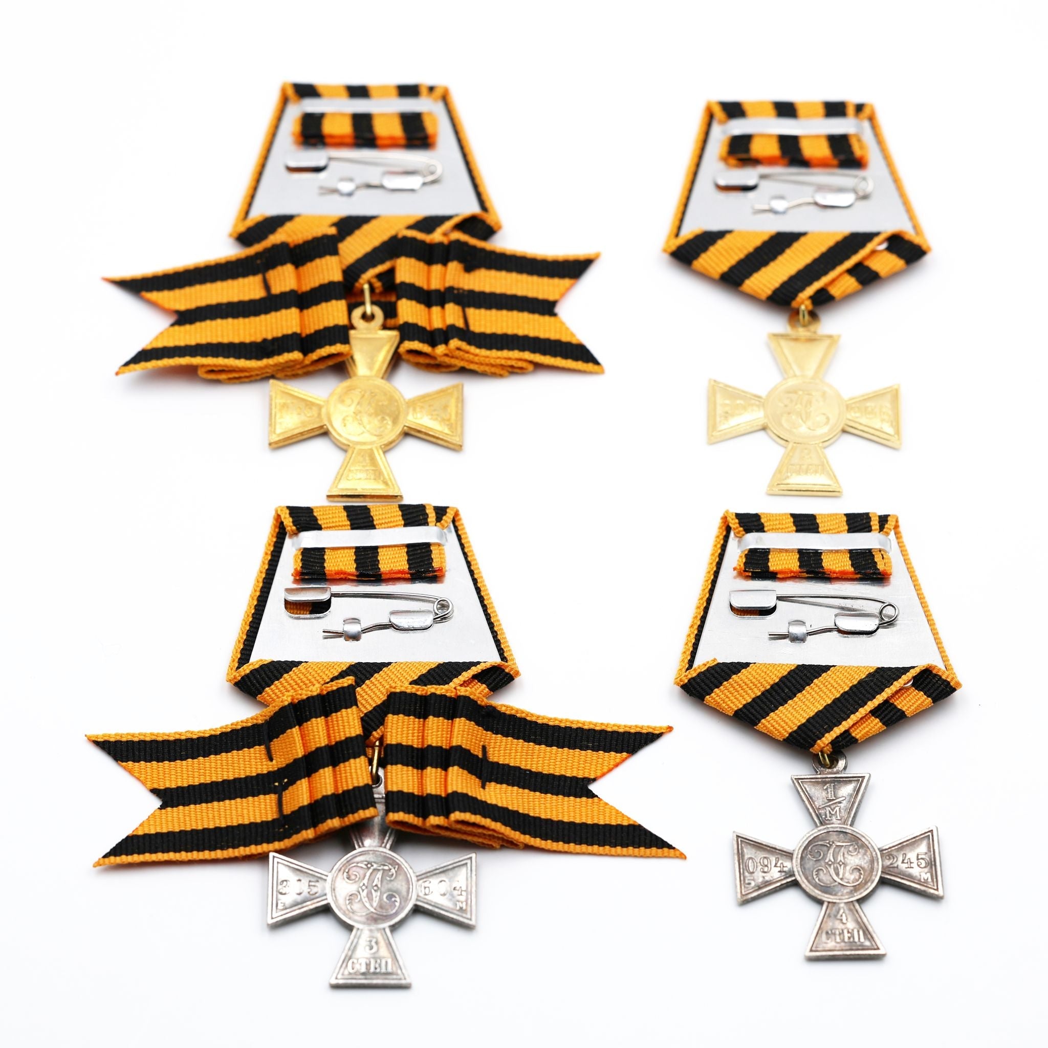 Imperial Russian St George Cross Set 1st 2nd 3rd 4th Class w Ribbon detail view 2