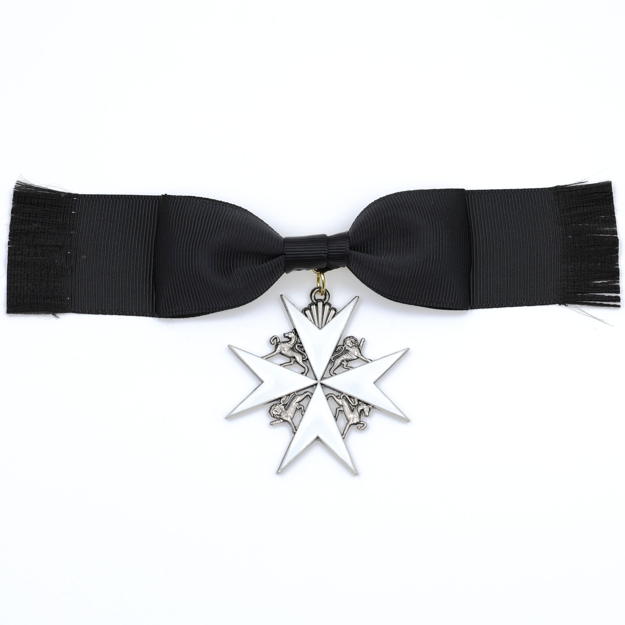 British Order of St John Lady of Grace Bow Badge White Enamel Cross replica
