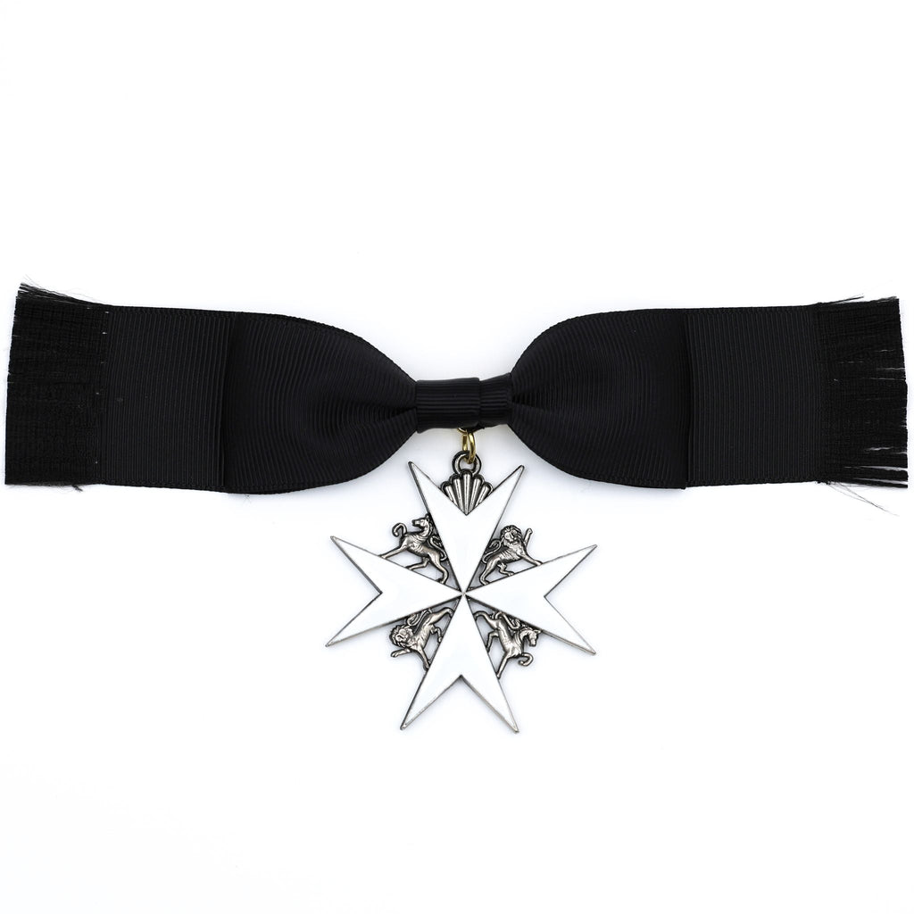 British Order of St John Lady of Grace Bow Badge White Enamel Cross detail view 4