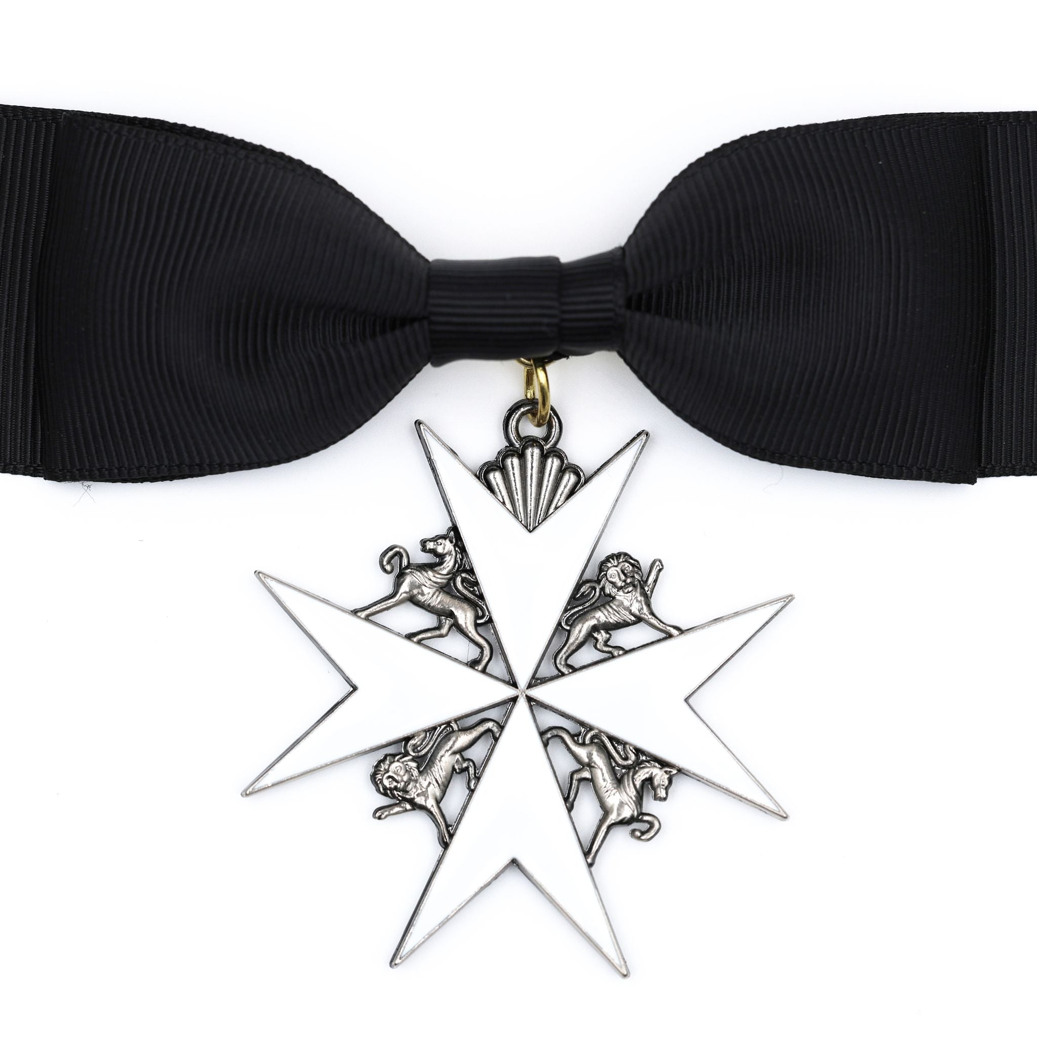 British Order of St John Lady of Grace Bow Badge White Enamel Cross detail view 11