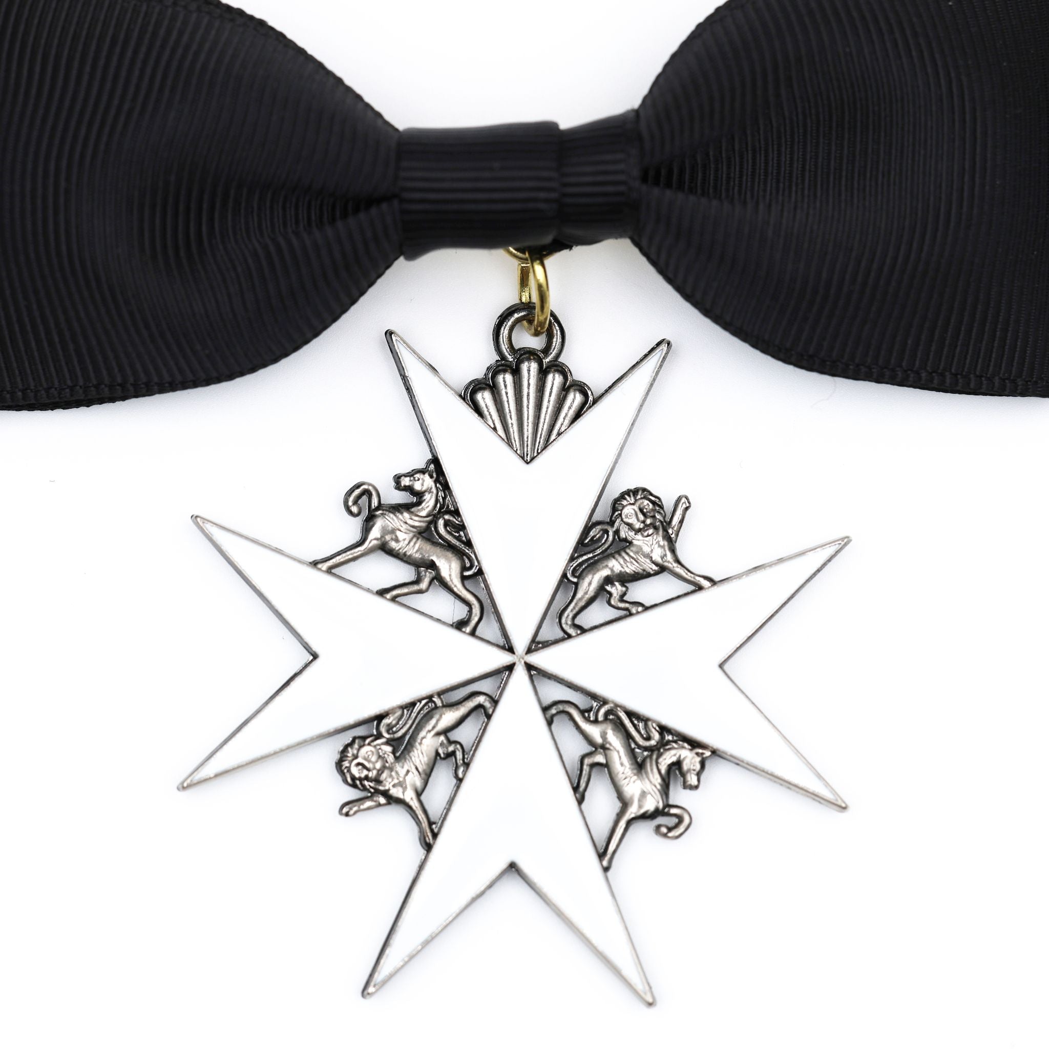 British Order of St John Lady of Grace Bow Badge White Enamel Cross detail view 13