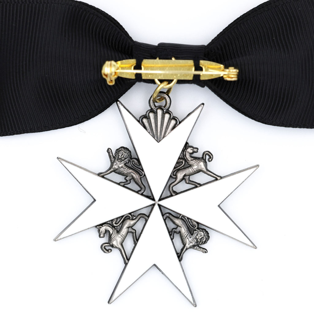 British Order of St John Lady of Grace Bow Badge White Enamel Cross detail view 14