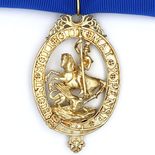 British Order of the Garter “Lesser George” St George Neck Badge Ribbon detail view 2