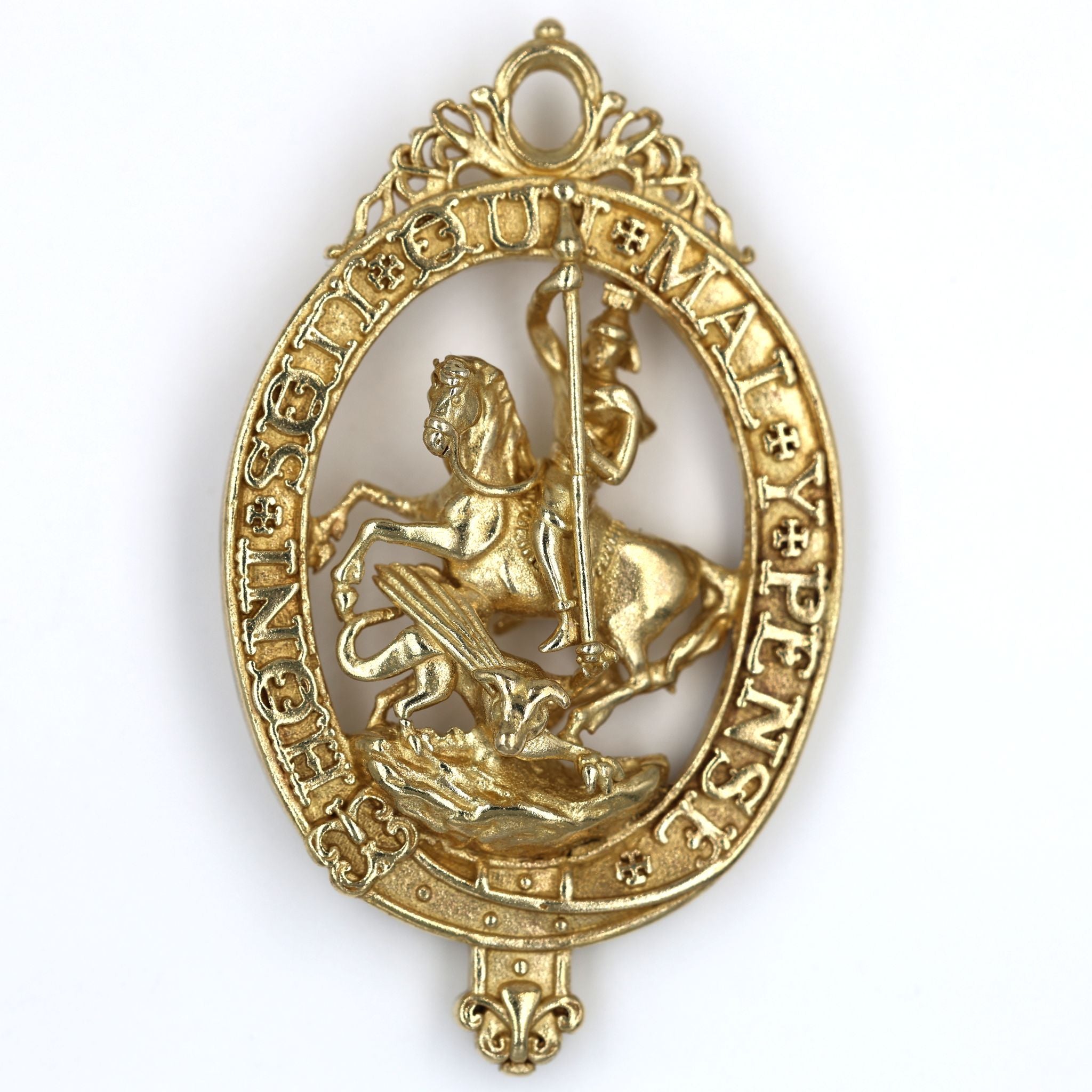 Pair British Order of the Garter & Thistle Pendants Brass Badges detail view 12