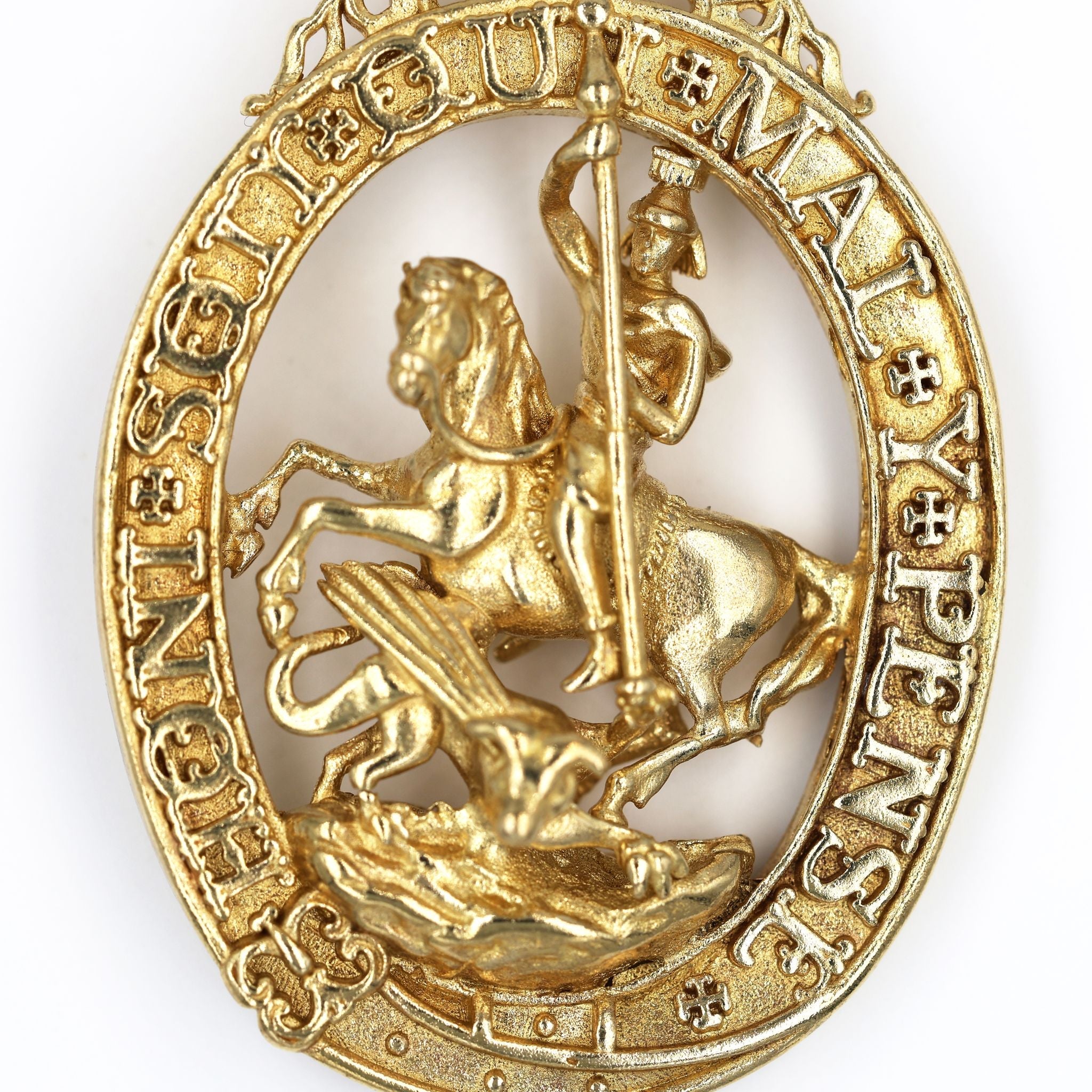 Pair British Order of the Garter & Thistle Pendants Brass Badges detail view 3
