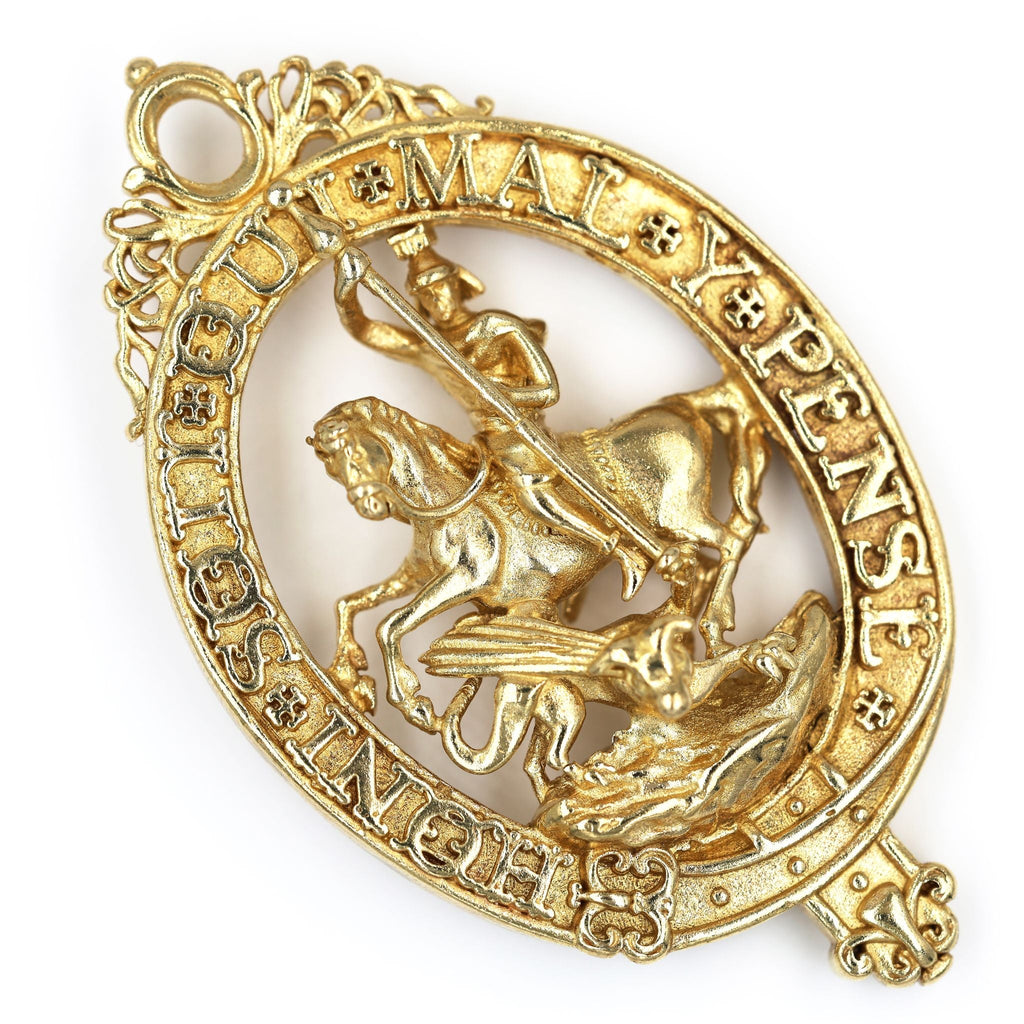 Pair British Order of the Garter & Thistle Pendants Brass Badges detail view 13
