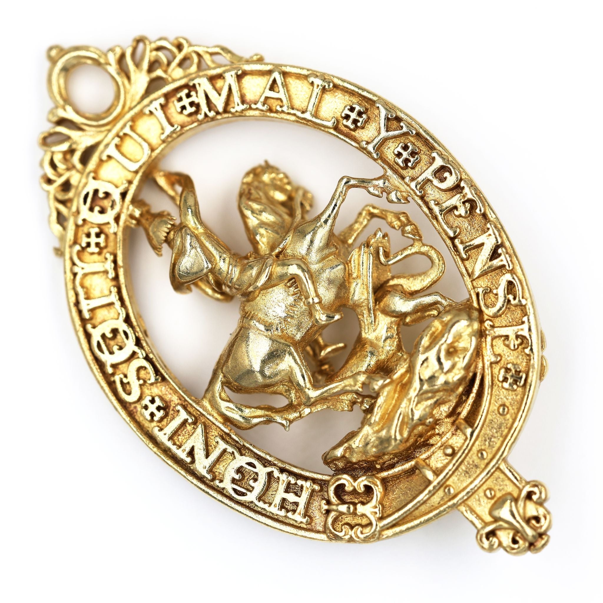 British Order of the Garter Lesser George Pendant Brass UK Badge detail view 5