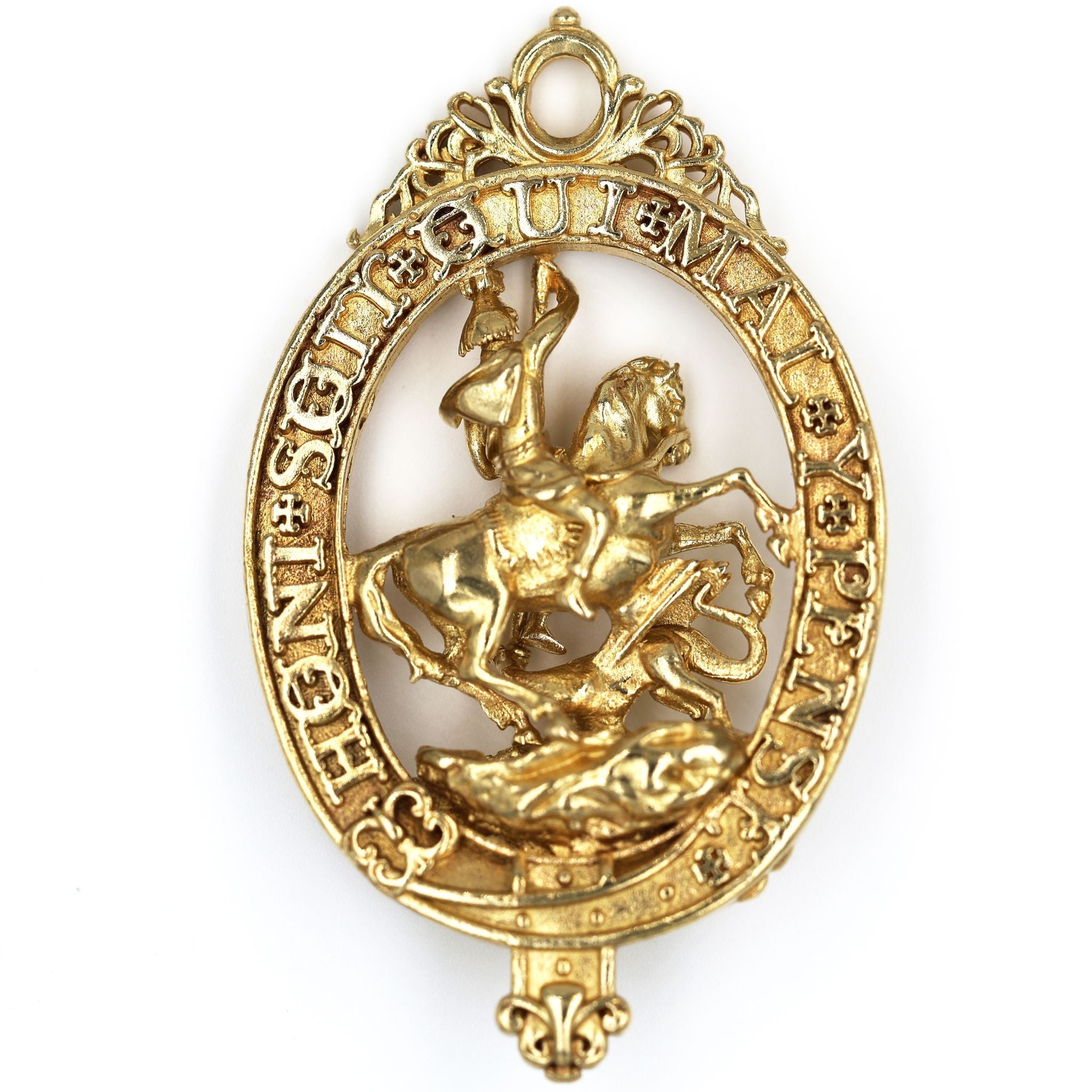 British Order of the Garter Lesser George Pendant Brass UK Badge detail view 3