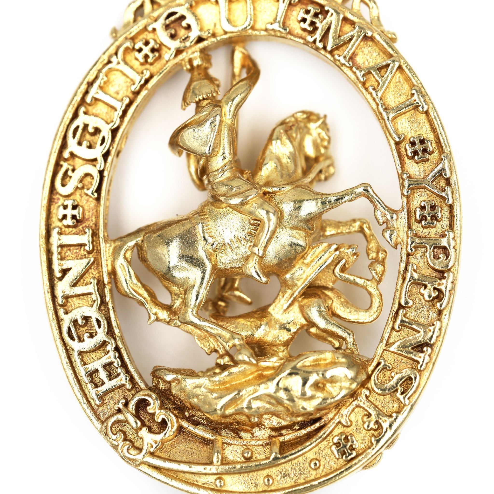 Pair British Order of the Garter & Thistle Pendants Brass Badges detail view 15