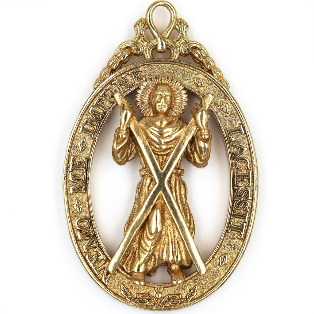 Pair British Order of the Garter & Thistle Pendants Brass Badges detail view 5