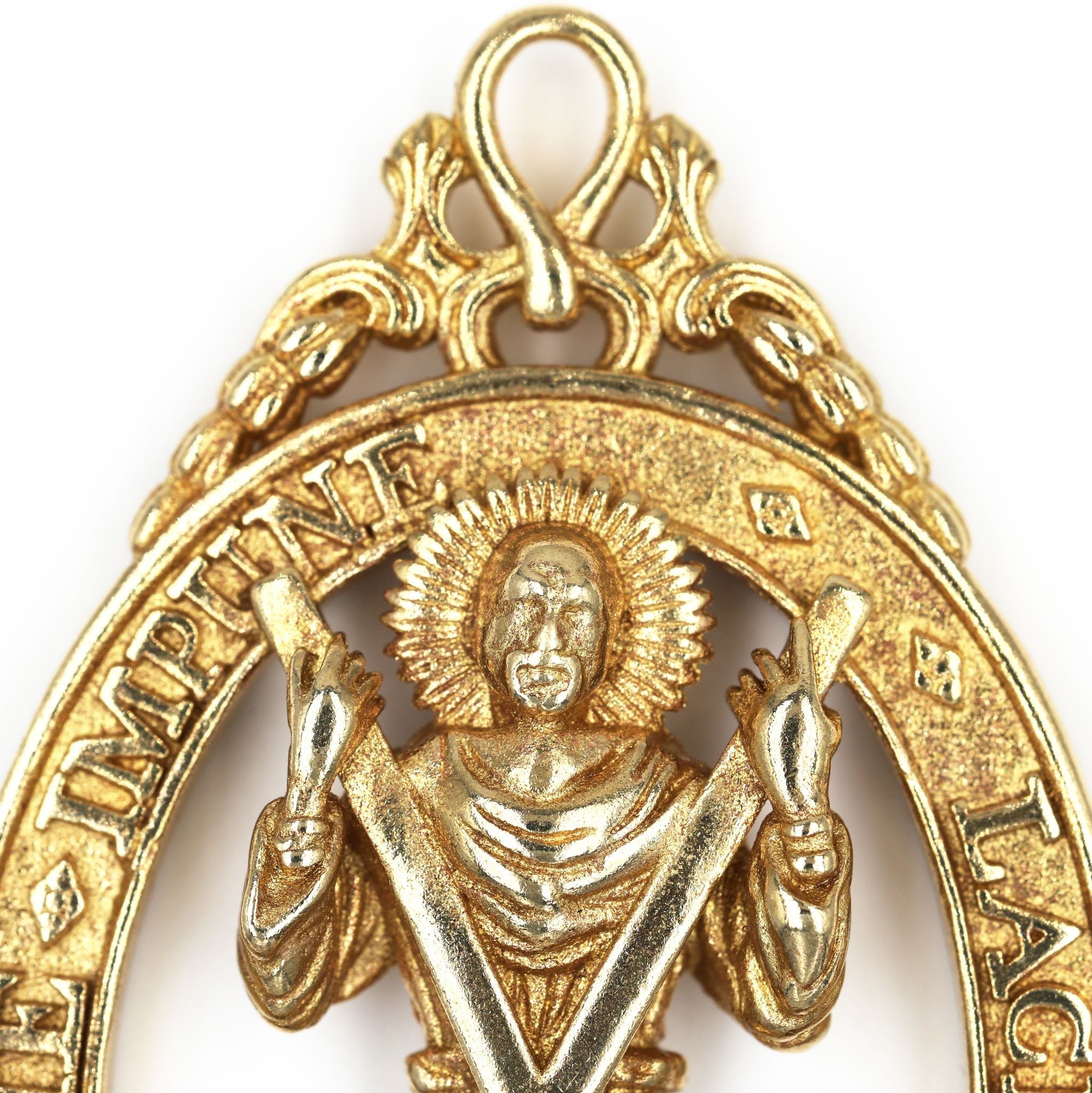 Pair British Order of the Garter & Thistle Pendants Brass Badges detail view 16