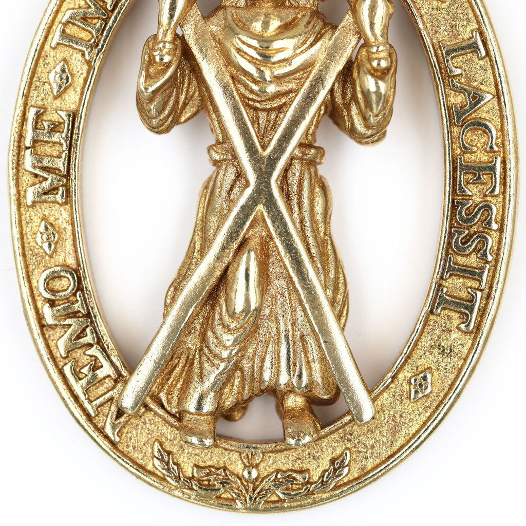 Pair British Order of the Garter & Thistle Pendants Brass Badges detail view 17