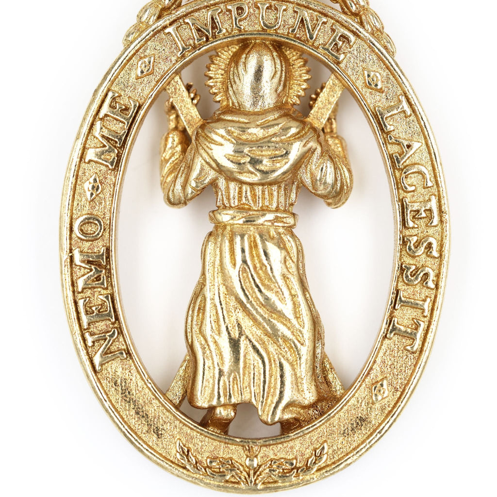 Pair British Order of the Garter & Thistle Pendants Brass Badges detail view 21