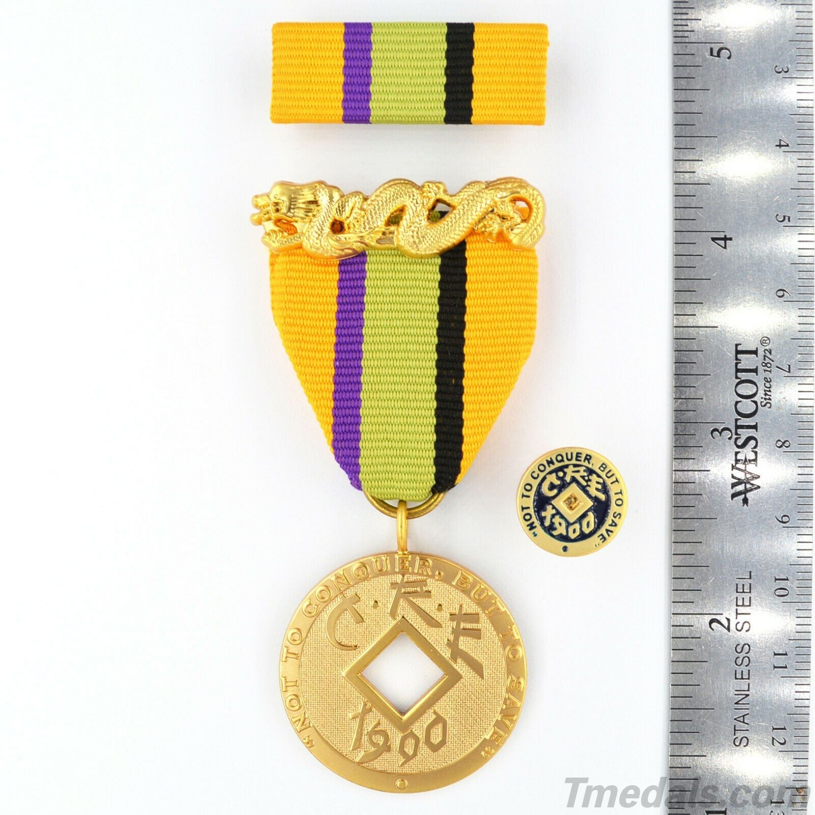 U.S. imperial Order of the Dragon Medal Chinese 1900 C.R.E U.S. detail view 2