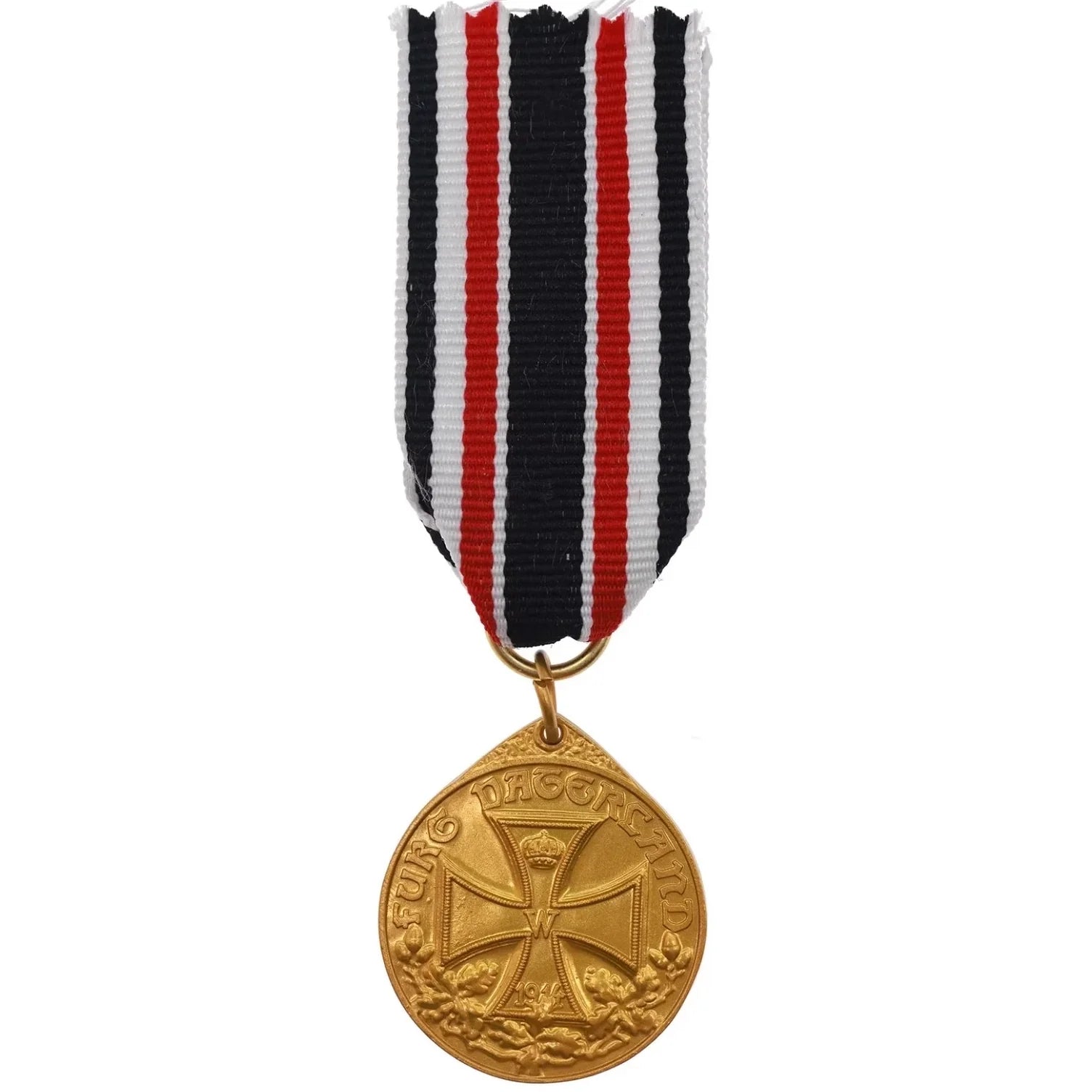 WWI German Veteran Medal Furs Vaterland 1914 Swords on Ribbon Suspension detail view 2