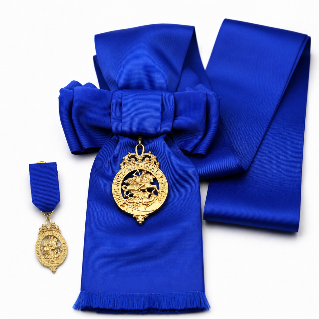 British Order of the Garter Lesser George Miniature & Sash Badge 2-Piece Set