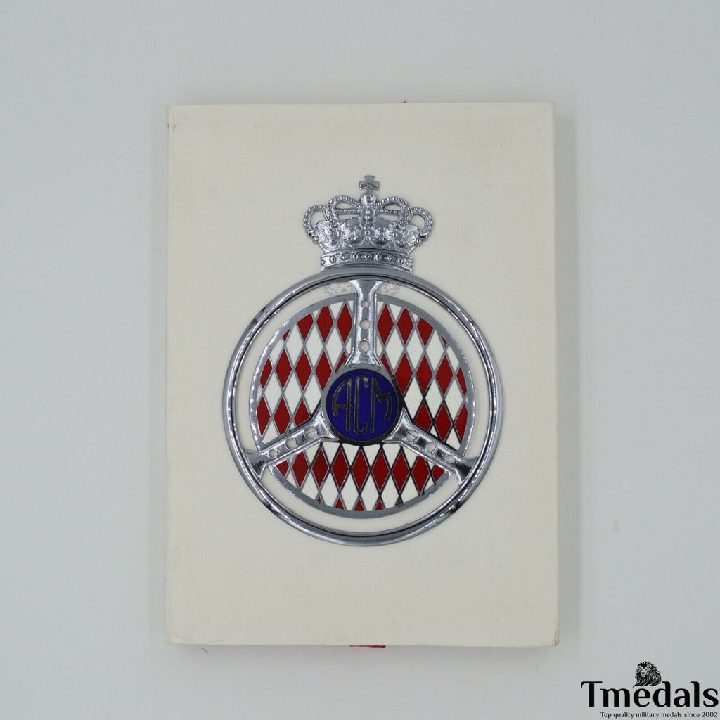 Original Automobile Club de Monaco (ACM) Grille Badge – Brass & Hard Enamel, Cased detail view 3