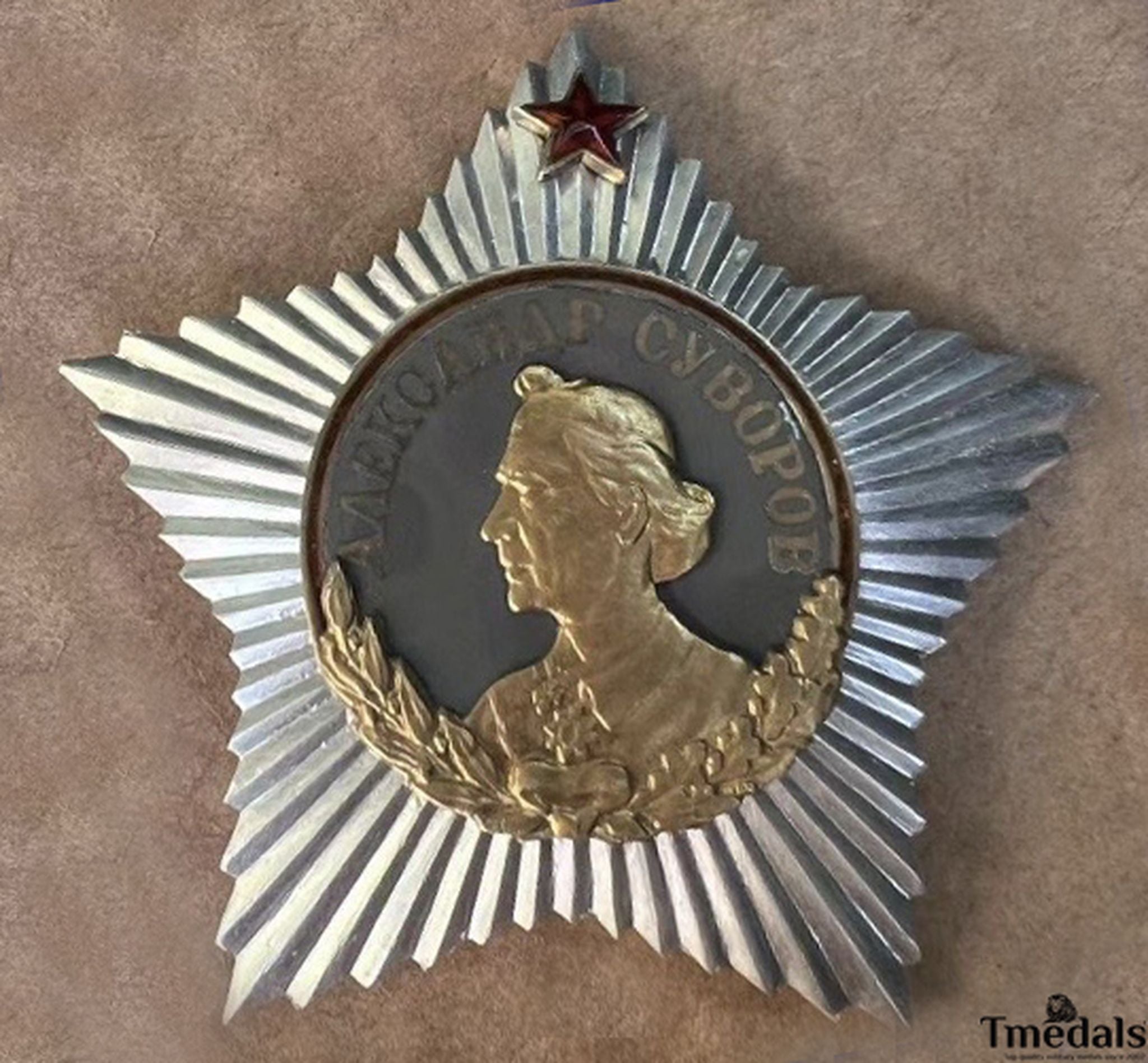 Soviet Order of Suvorov 1st Class Medal-925 Silver 24K Gilt Enamel reproduction