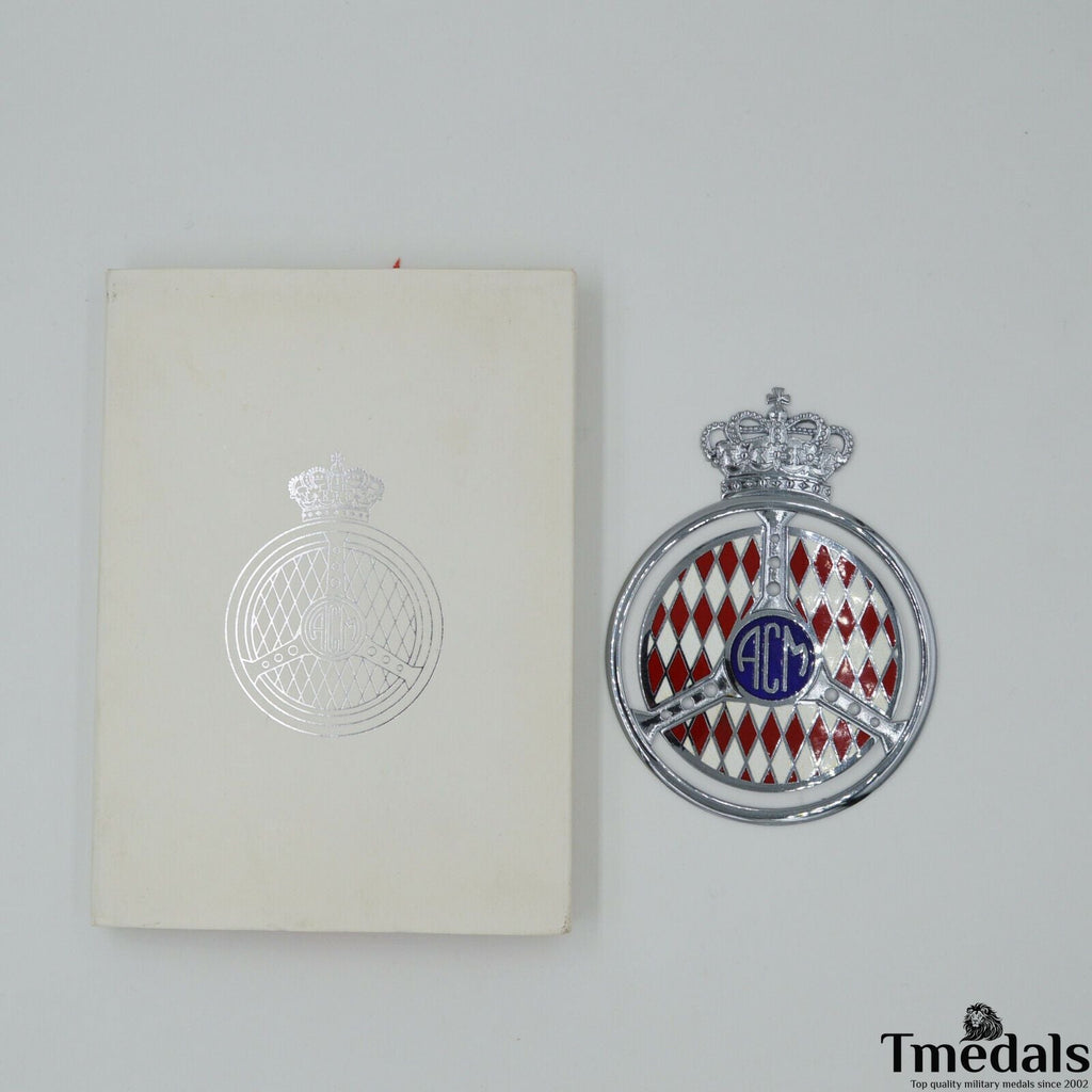 Original Automobile Club de Monaco (ACM) Grille Badge – Brass & Hard Enamel, Cased detail view 4