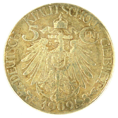 German Kiautschou Colony 5 Cent Coin 1909 detail view 4
