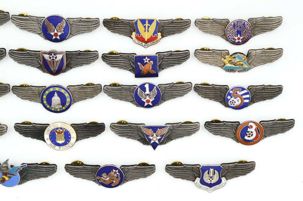 WWII U.S. U.S. Army Air Force Wings Pin Medal Full Set 19 Badges Enamel detail view 4