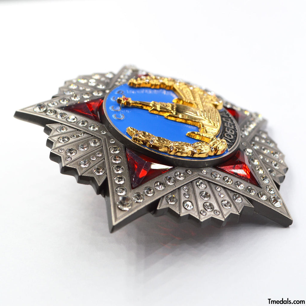 USSR Soviet Union Russian CCCP Order of Victory Siegesorden WWII Badge Award Medal detail view 4