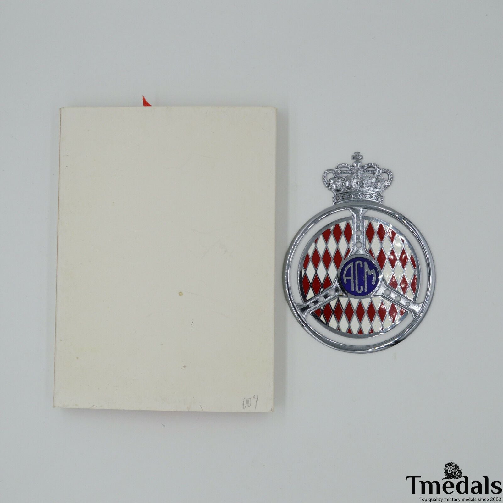 Original Automobile Club de Monaco (ACM) Grille Badge – Brass & Hard Enamel, Cased detail view 5