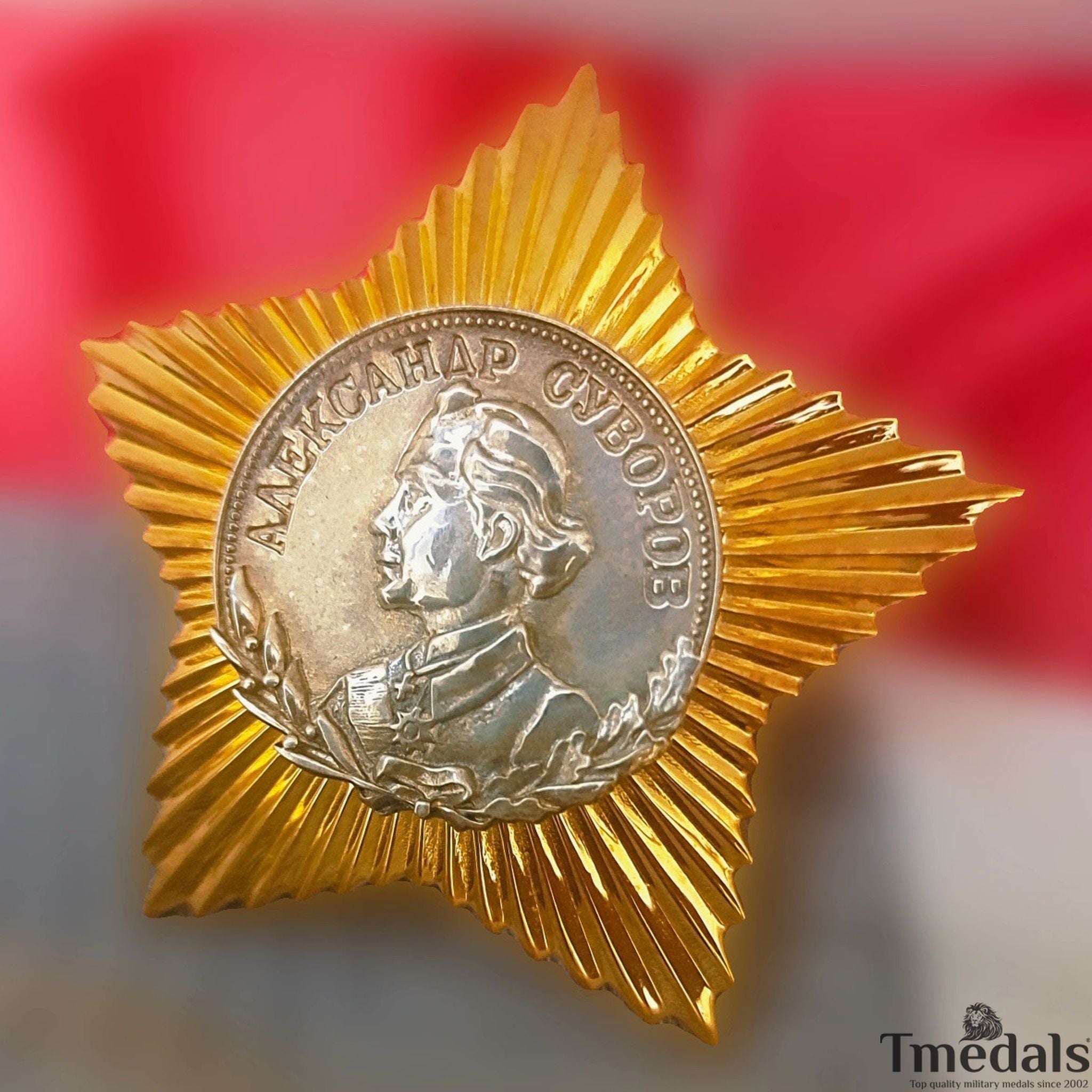 Soviet Order of Suvorov 2nd Class Medal 925 Silver 24K Gilt Enamel detail view 4